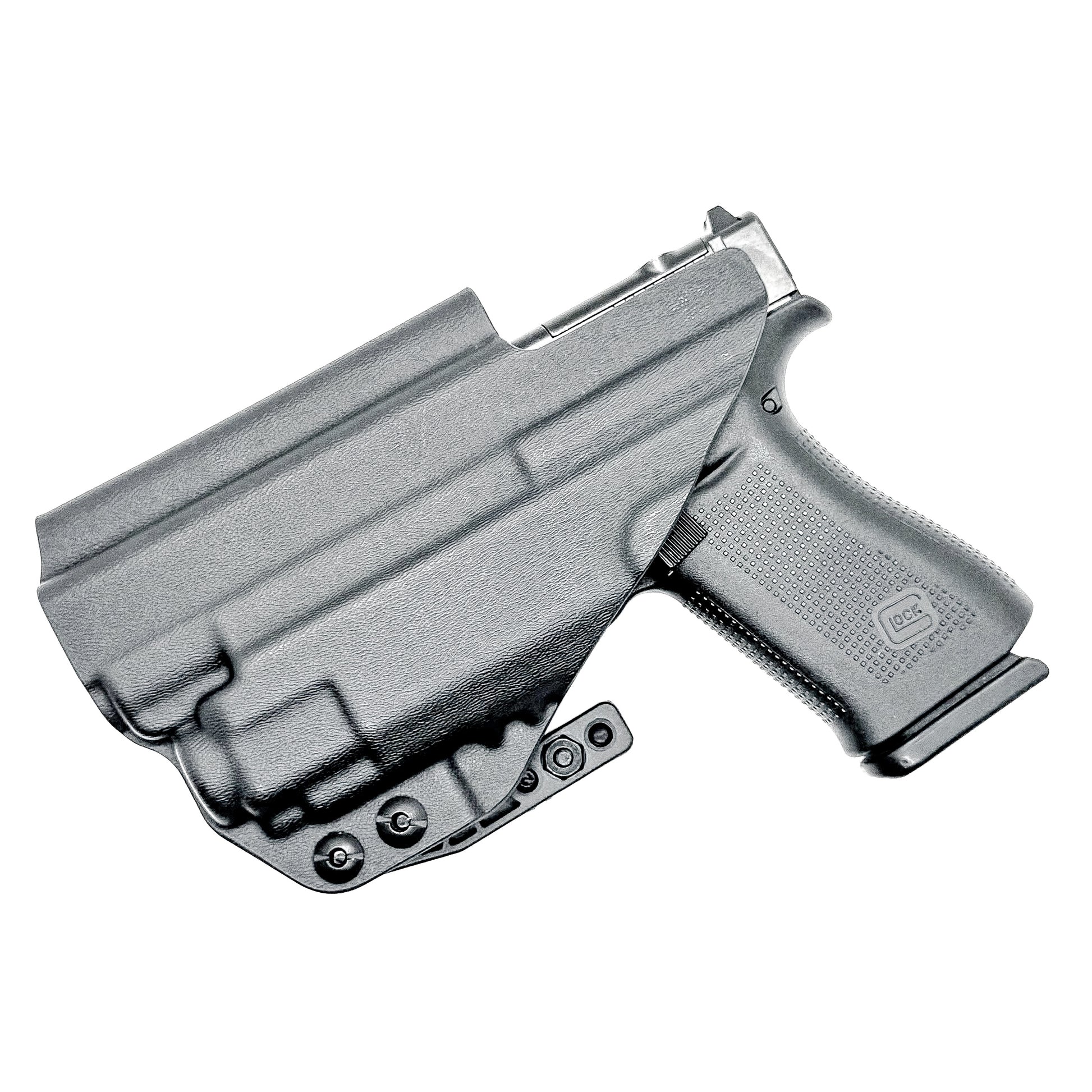 Glock 43X MOS holster with Streamlight TLR-8 Sub light, inside waistband fit