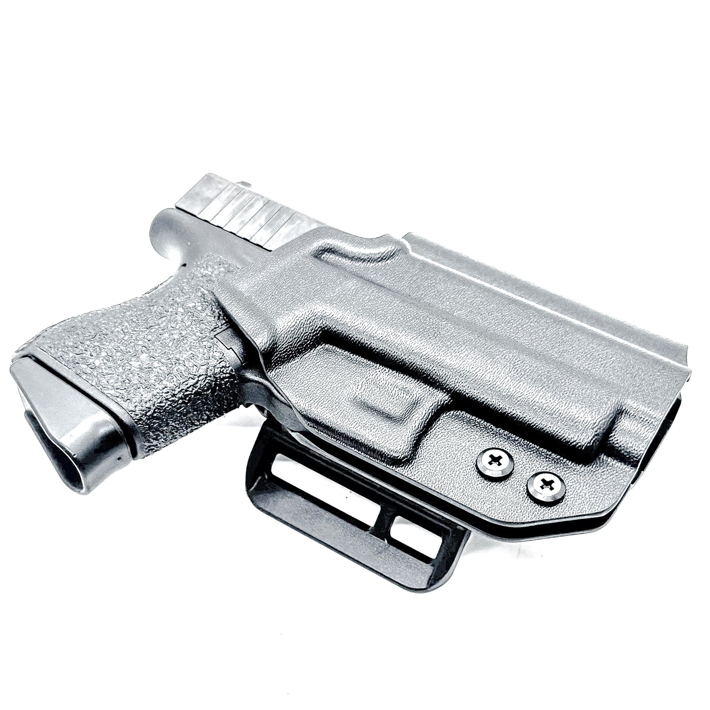 Black, Right Hand Glock 43 & 43X MOS OWB Holster with 4BROS 1.5' Belt slide. Made in the USA