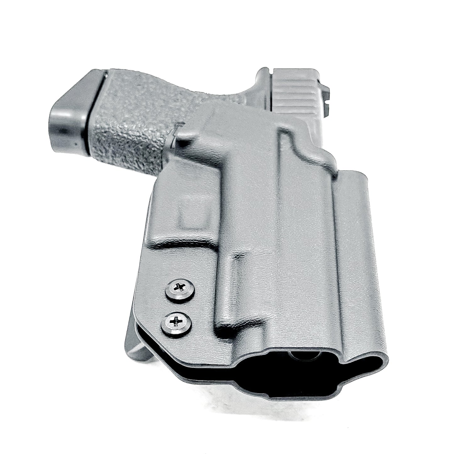 Black, Right Hand Glock 43 & 43X MOS OWB Holster with 4BROS 1.5' Belt slide. Made in the USA