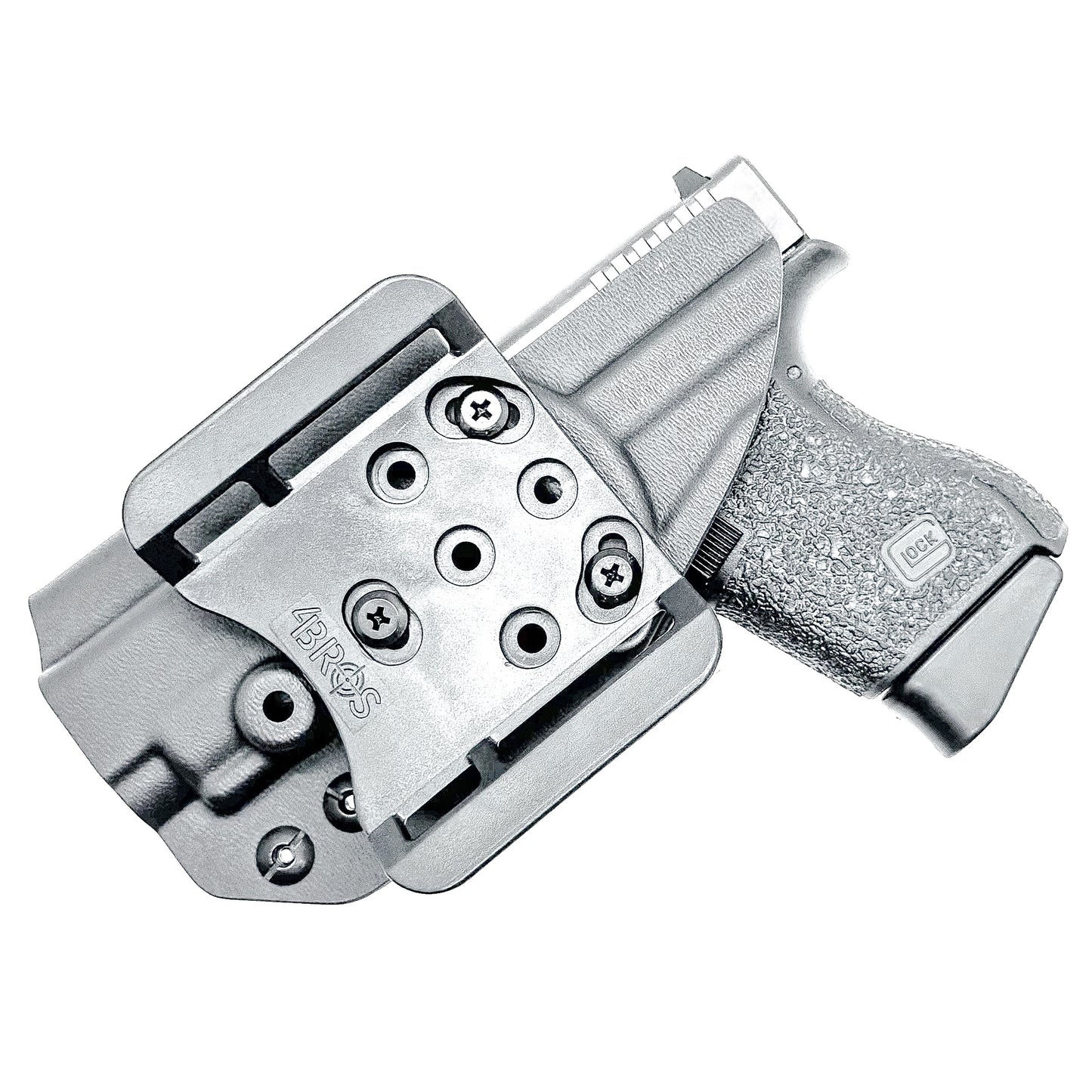 Black, Right Hand Glock 43 & 43X MOS OWB Holster with 4BROS 1.5' Belt slide. Made in the USA