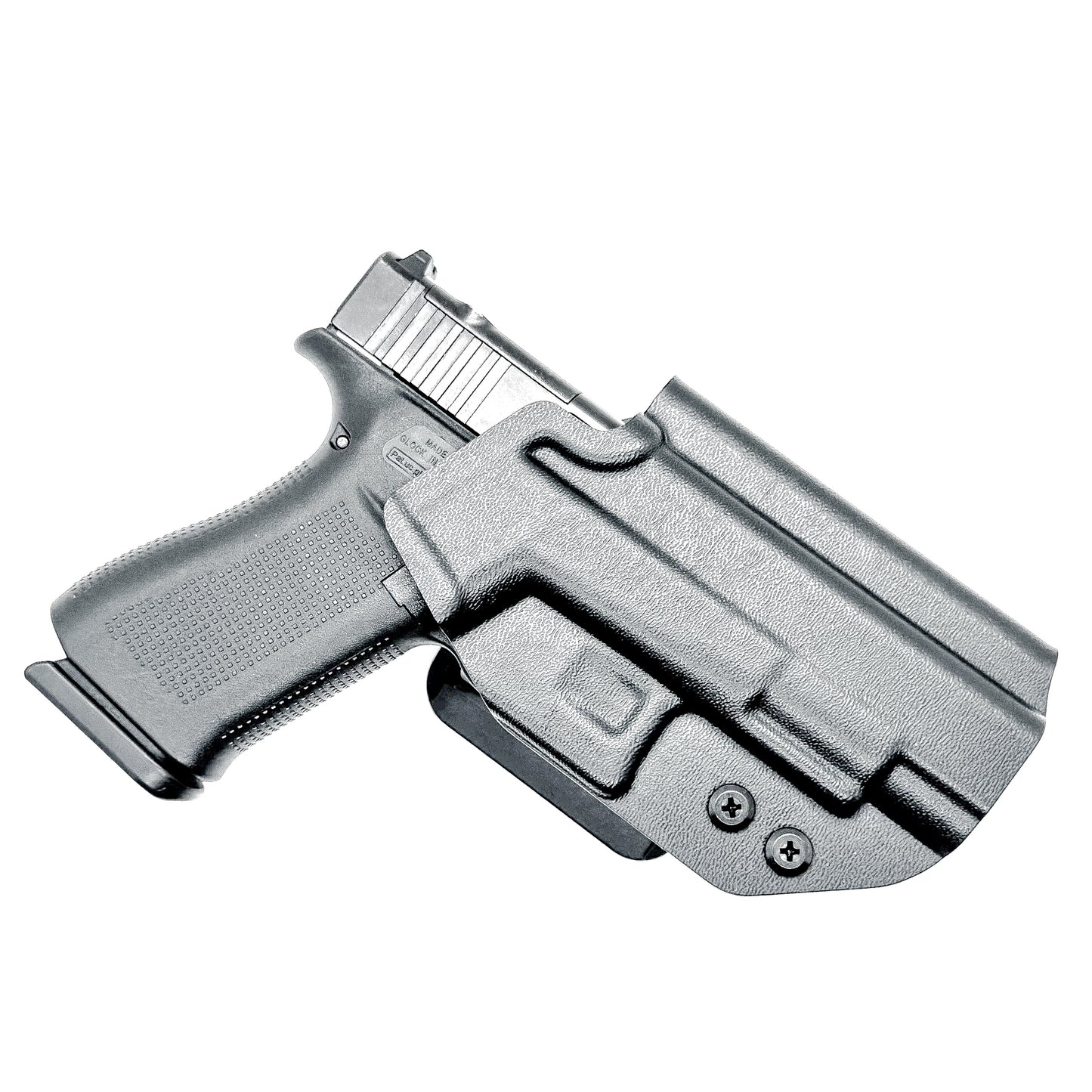 Glock 48 & 48 MOS OWB Holster, Right Hand, Black, with 4Bros 1.5" Belt Slide. Made in the USA