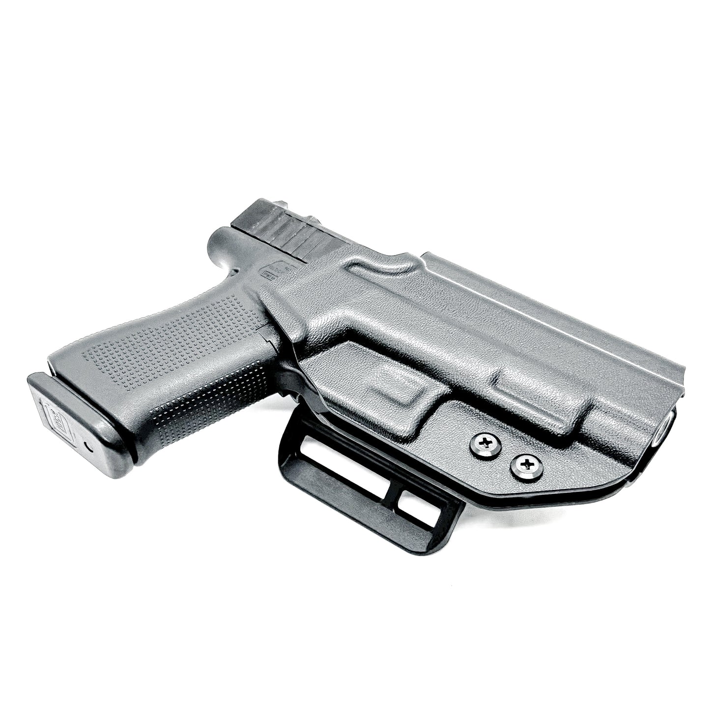 Glock 48 & 48 MOS OWB Holster, Right Hand, Black, with 4Bros 1.5" Belt Slide. Made in the USA