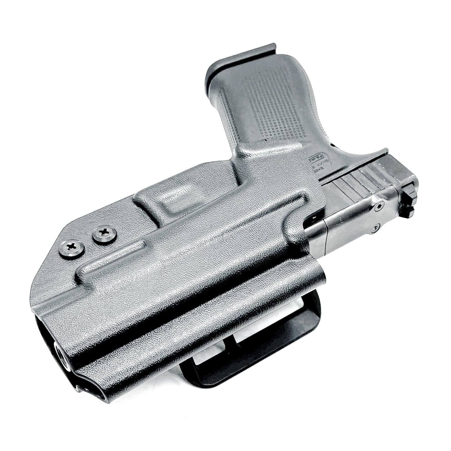 Glock 48 & 48 MOS OWB Holster, Right Hand, Black, with 4Bros 1.5" Belt Slide. Made in the USA