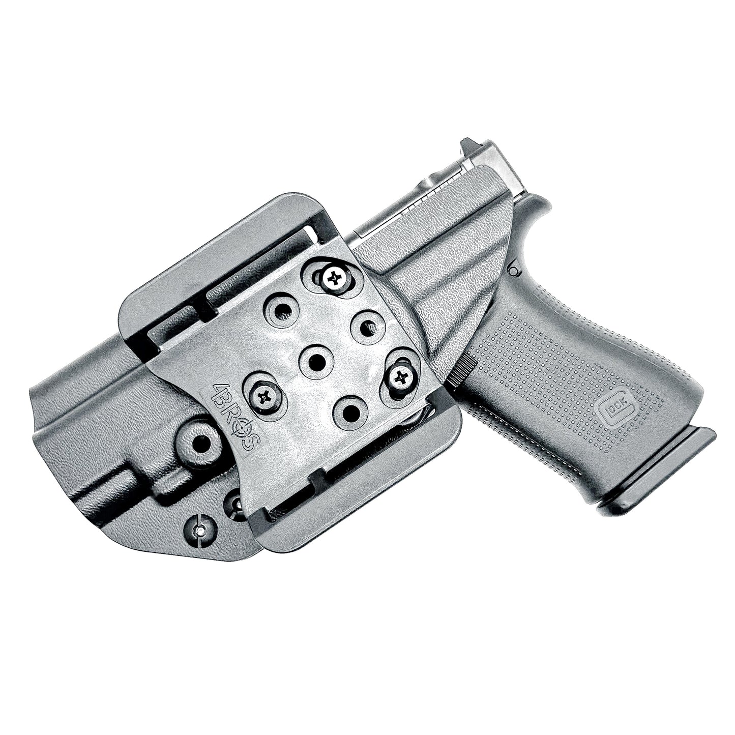 Glock 48 & 48 MOS OWB Holster, Right Hand, Black, with 4Bros 1.5" Belt Slide. Made in the USA