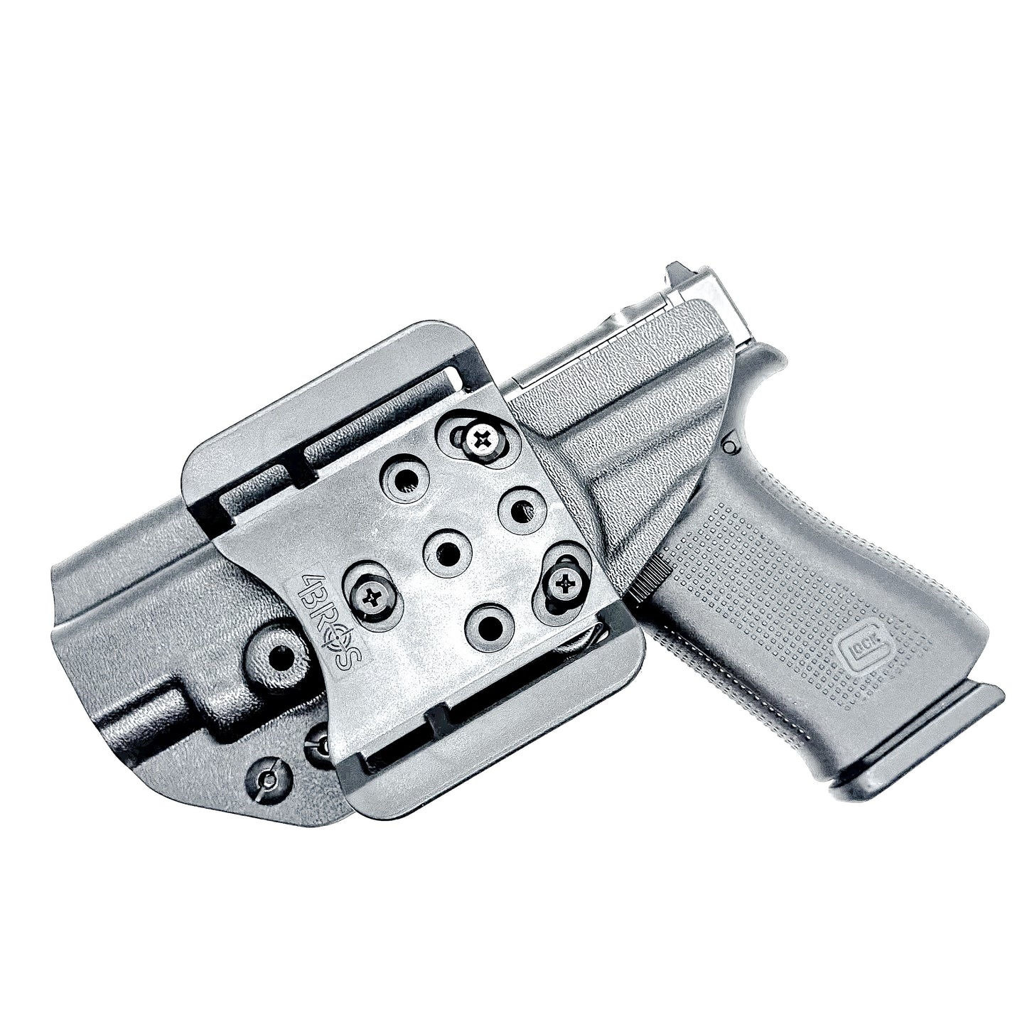 Glock 48 & 48 MOS OWB Holster, Right Hand, Black, with 4Bros 1.5" Belt Slide. Made in the USA