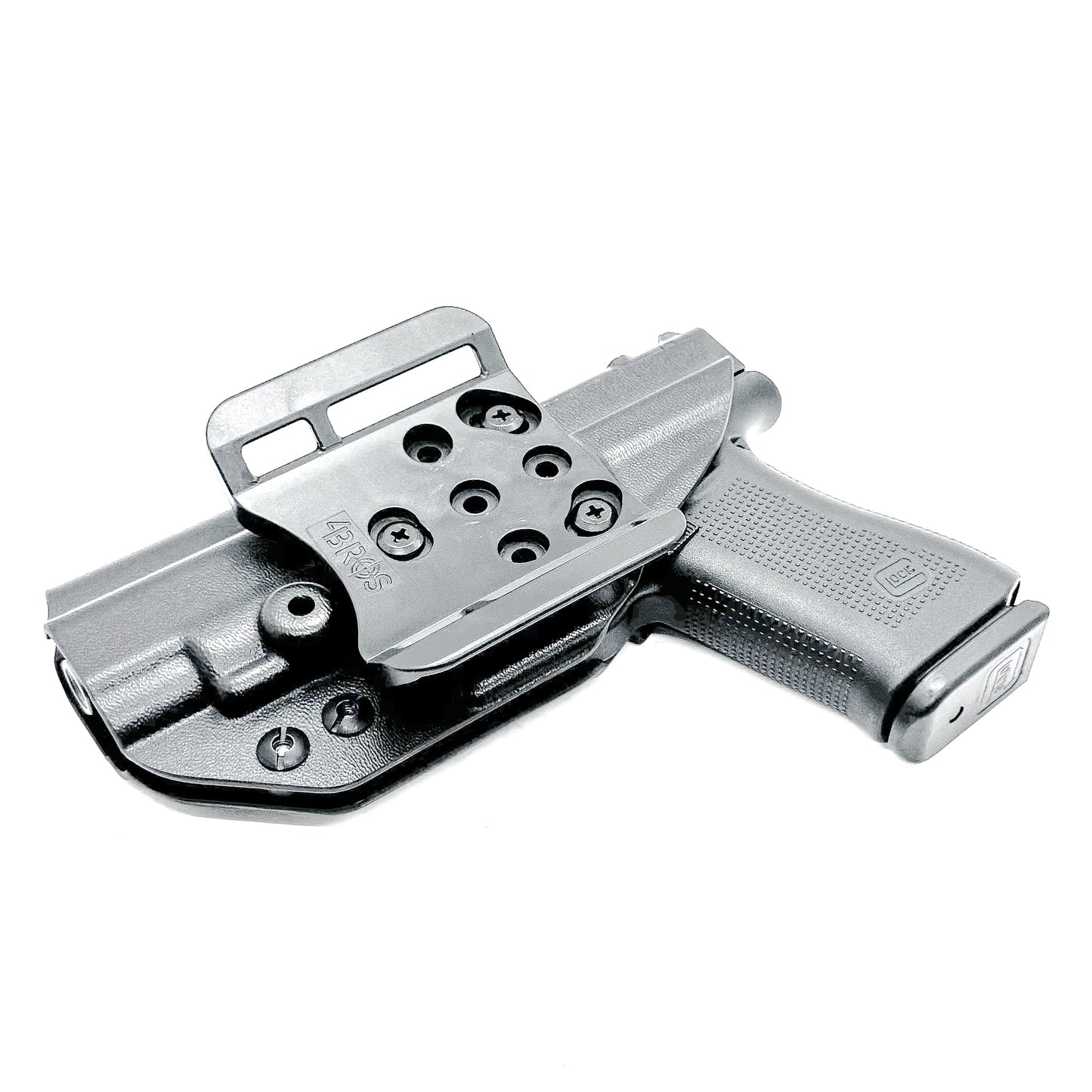 Glock 48 & 48 MOS OWB Holster, Right Hand, Black, with 4Bros 1.5" Belt Slide. Made in the USA