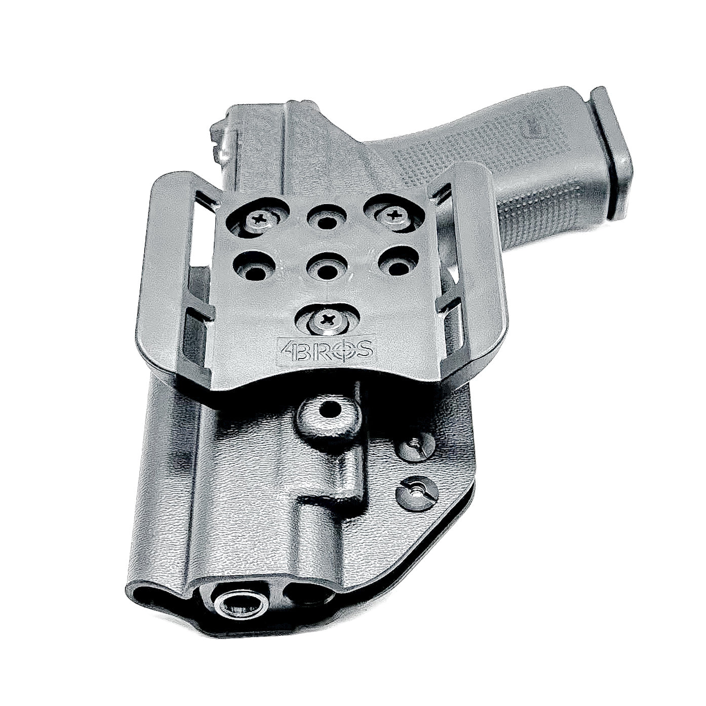 Glock 48 & 48 MOS OWB Holster, Right Hand, Black, with 4Bros 1.5" Belt Slide. Made in the USA
