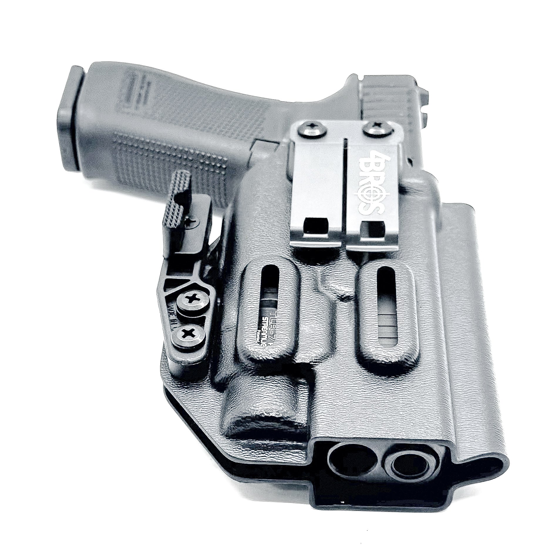 Black IWB Holster for Glock 17 & TLR-7 X or TLR-7 HL-X light with Monoblock and Modwing.
