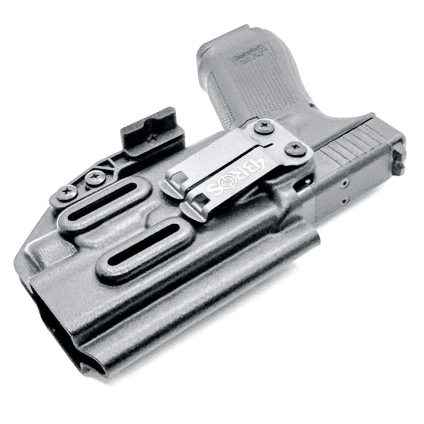 Black IWB Holster for Glock 17 & TLR-7 X or TLR-7 HL-X light with Monoblock and Modwing.