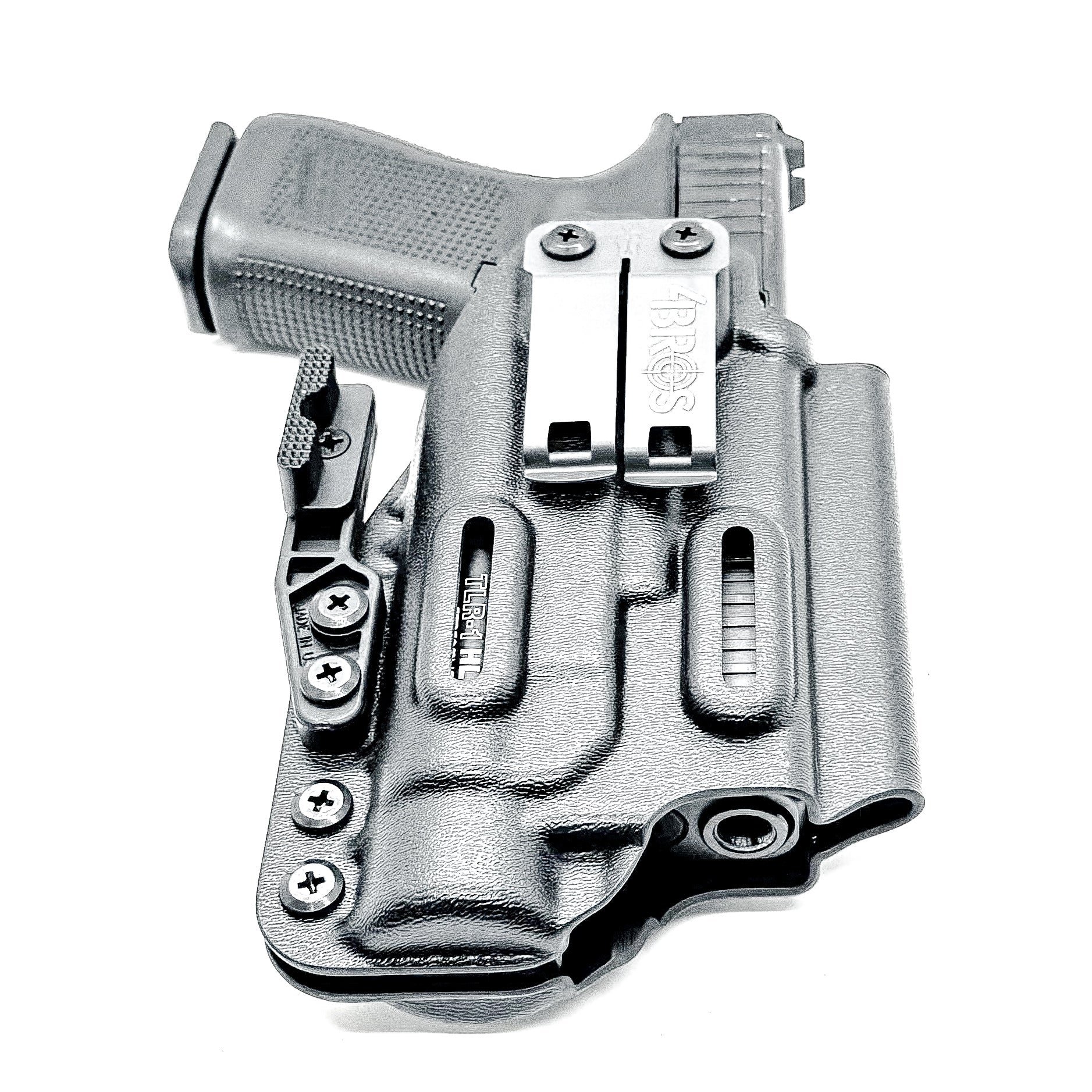 For the best IWB Kydex Inside Waistband for the Glock 19, 19X, and 45 Gen 5 pistols & Streamlight TLR-1 HL weapon-mounted light shop Four Brothers Holsters.