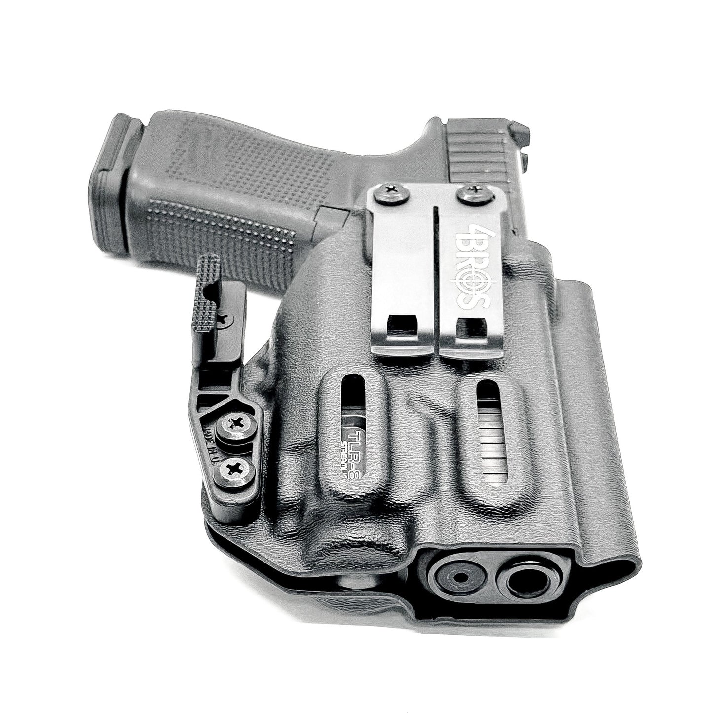 For the best Inside Waistband Kydex Holster for the Glock 19 & Streamlight TLR-8 A, shop Four Brothers Holsters. 4BROS IWB Holsters are made in the USA!