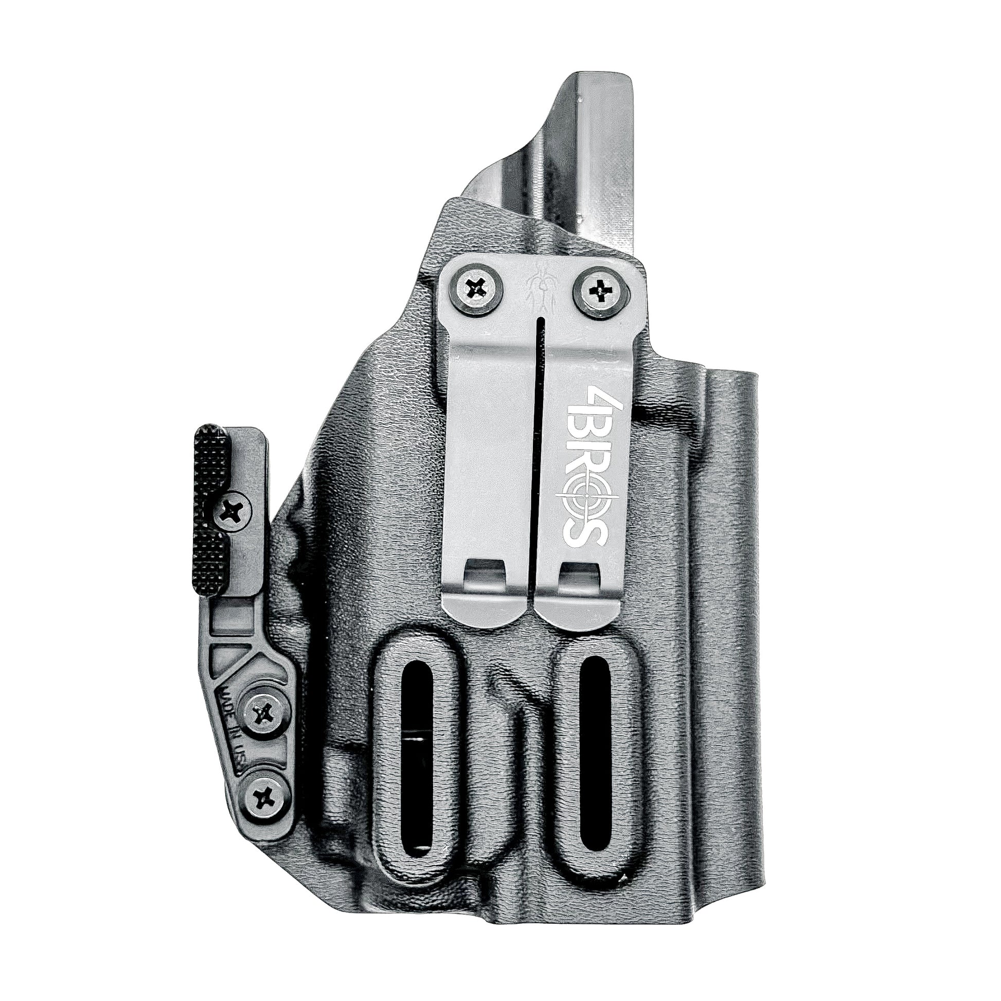 For the best Inside Waistband Kydex Holster for the Glock 19 & Streamlight TLR-8 A, shop Four Brothers Holsters. 4BROS IWB Holsters are made in the USA!