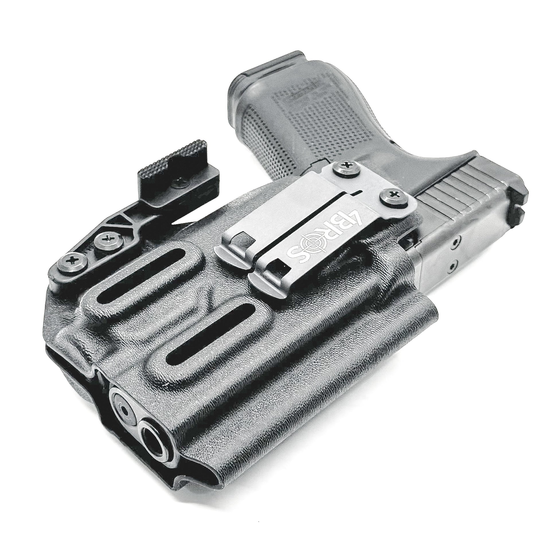 For the best Inside Waistband Kydex Holster for the Glock 19 & Streamlight TLR-8 A, shop Four Brothers Holsters. 4BROS IWB Holsters are made in the USA!