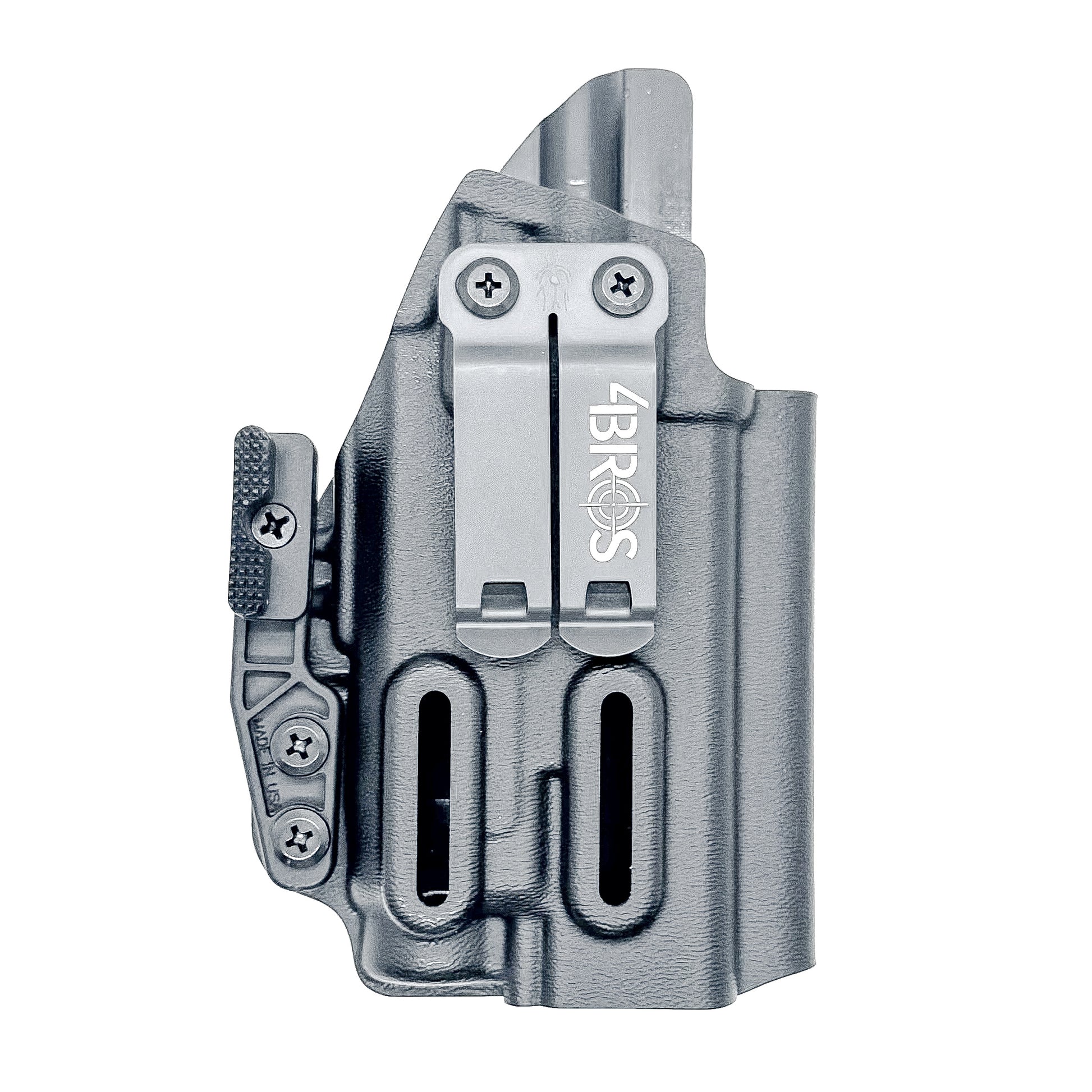 Glock 19 and Nightstick TCM-10 or TCM-15 IWB Holster from Four Brothers in black with Monoblock and Modwing