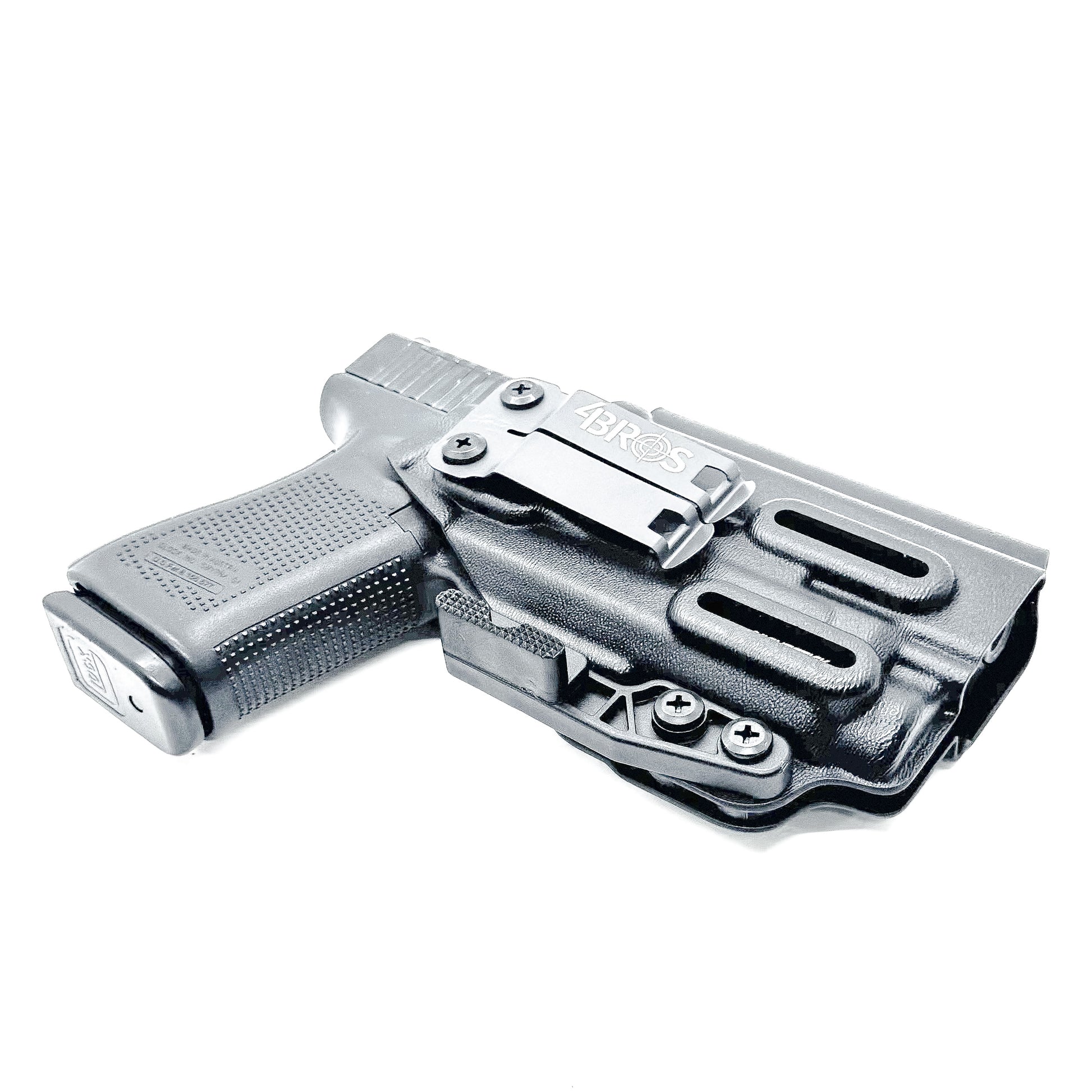 Glock 19 and Nightstick TCM-10 or TCM-15 IWB Holster from Four Brothers in black with Monoblock and Modwing