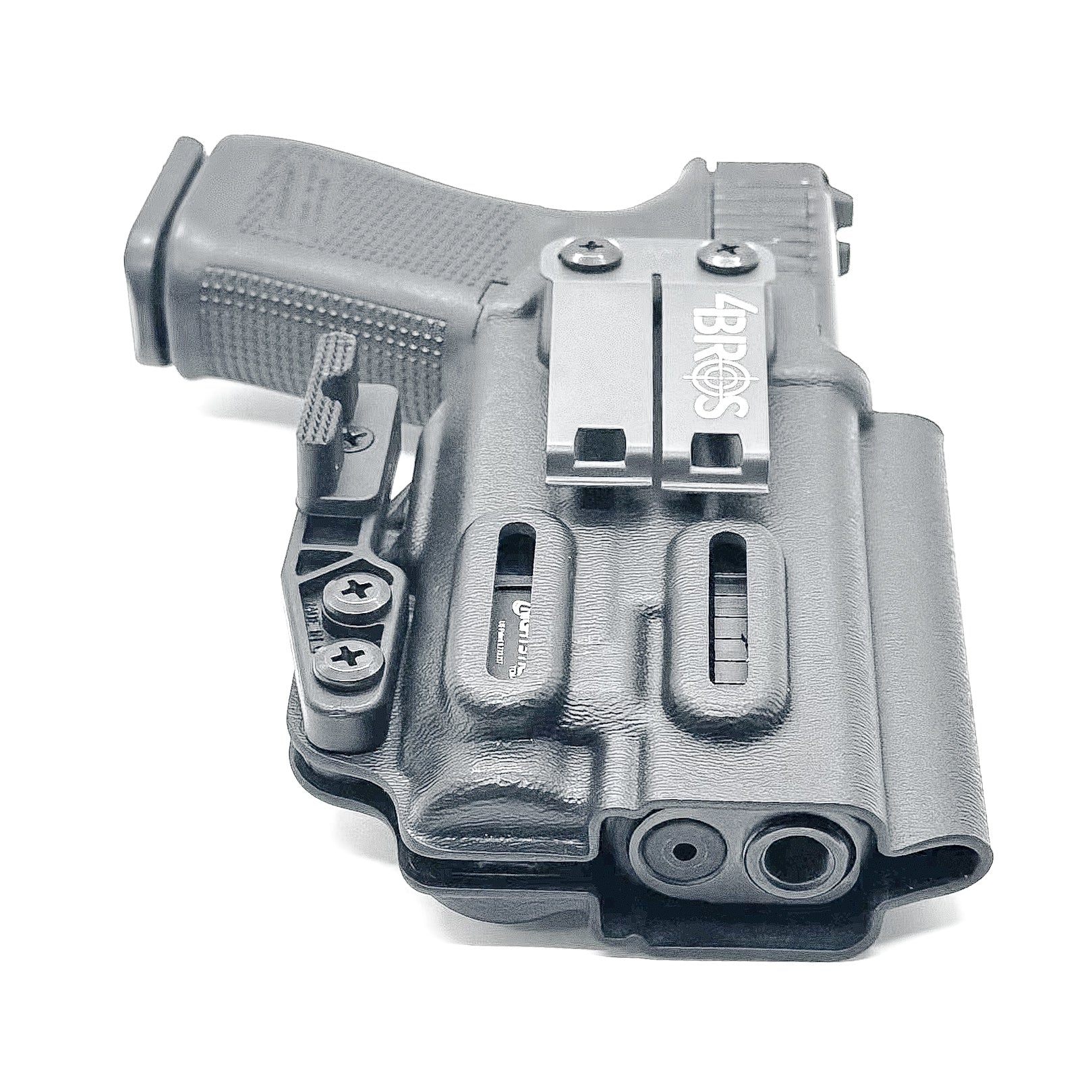Glock 19 and Nightstick TCM-10 or TCM-15 IWB Holster from Four Brothers in black with Monoblock and Modwing