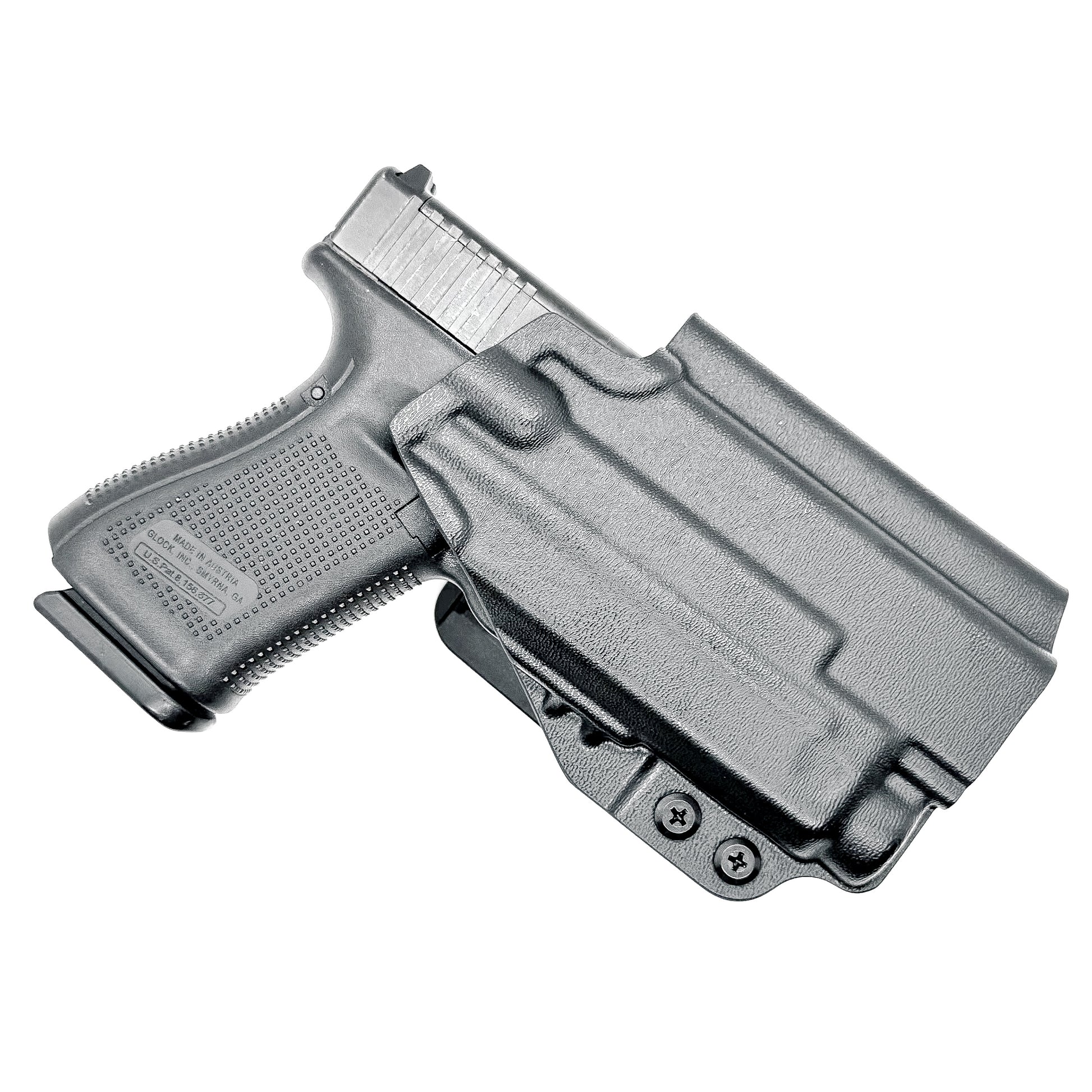 Black Glock 19 and Nightstick TCM-10 or TCM-15 OWB holster from Four Brothers