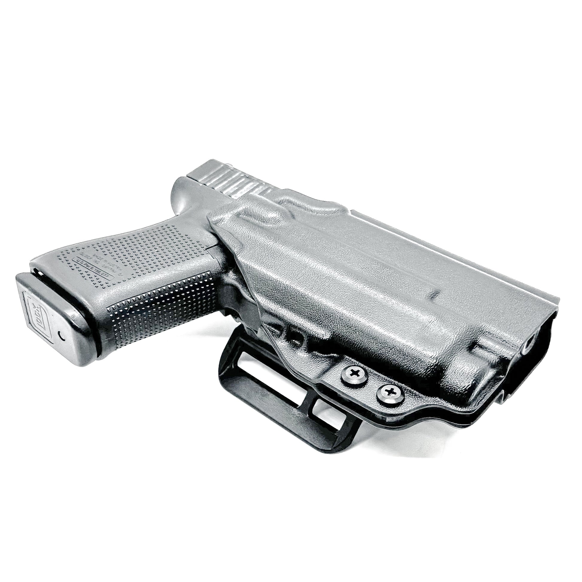 Black Glock 19 and Nightstick TCM-10 or TCM-15 OWB holster from Four Brothers