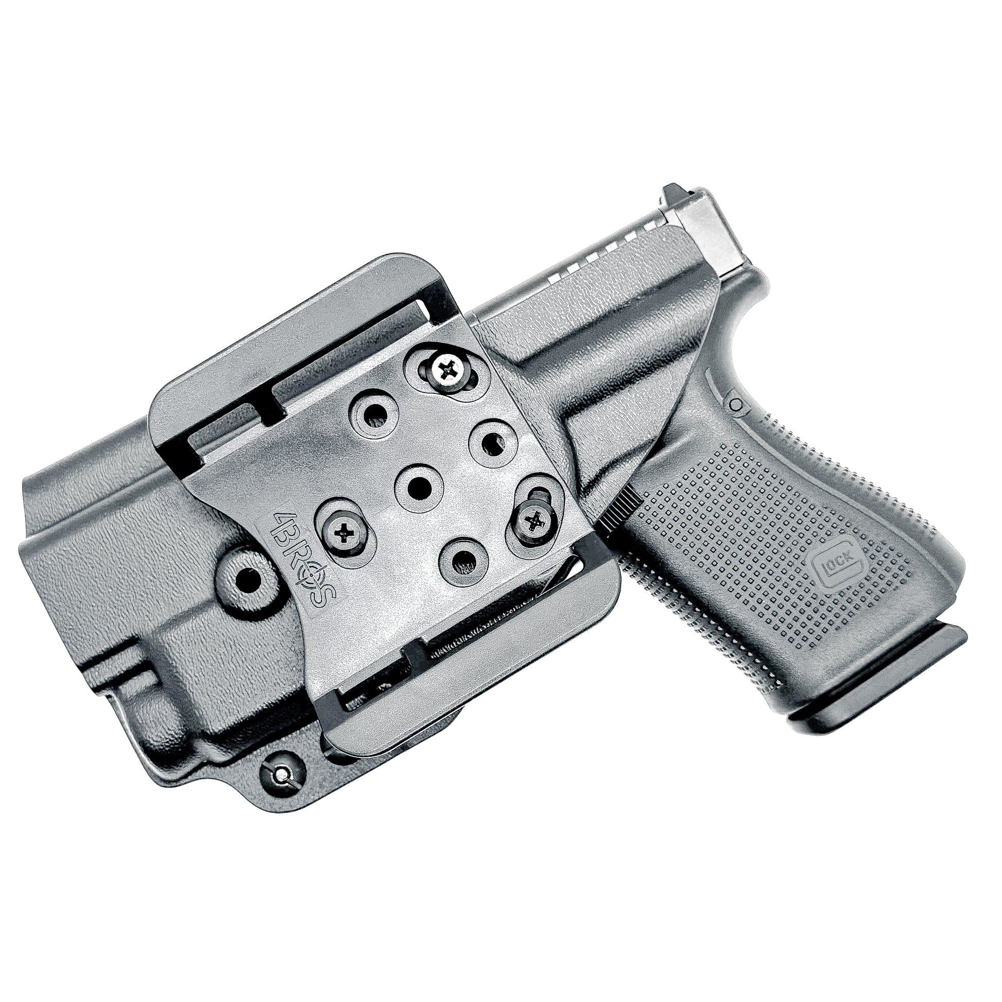 Black Glock 19 and Nightstick TCM-10 or TCM-15 OWB holster from Four Brothers