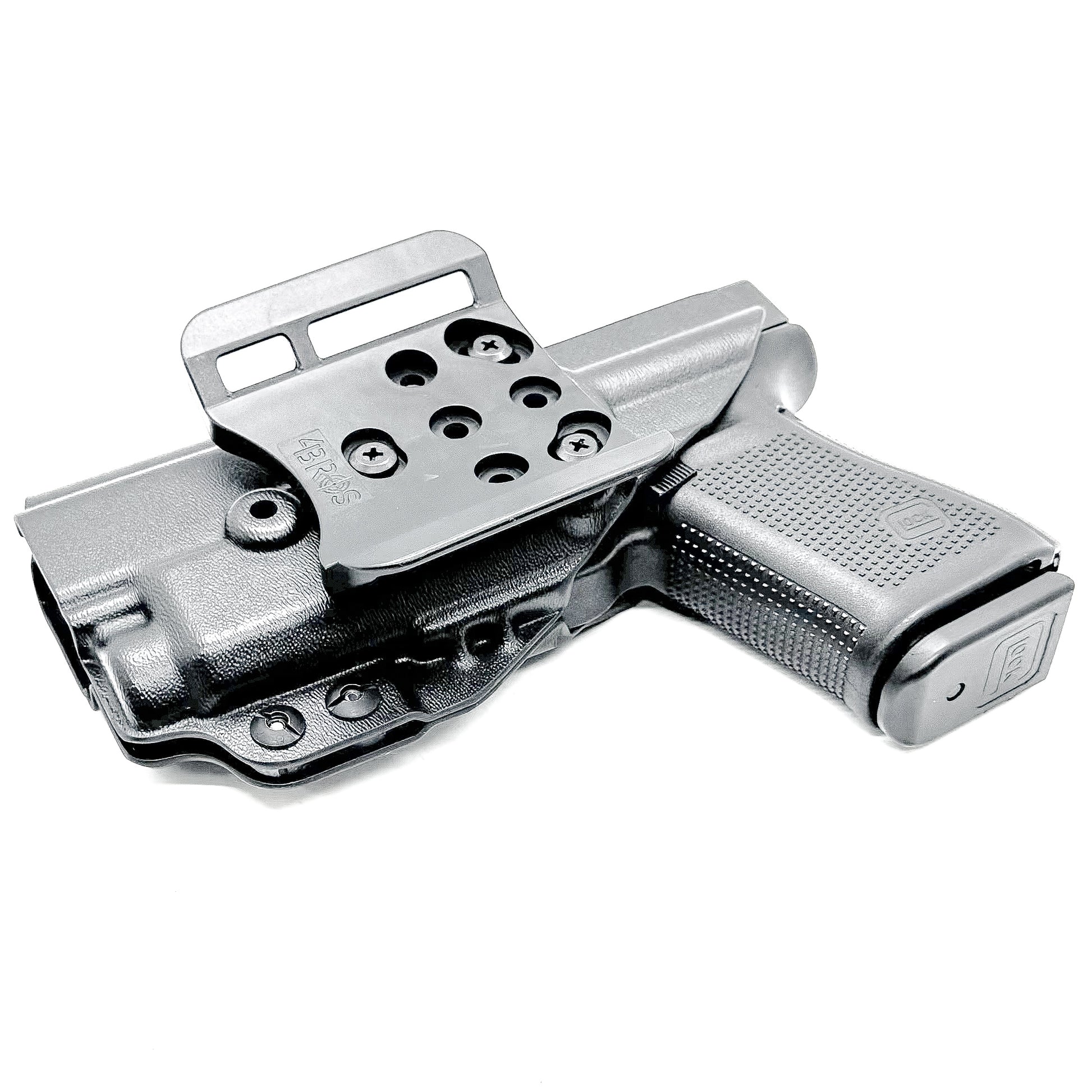 Black Glock 19 and Nightstick TCM-10 or TCM-15 OWB holster from Four Brothers