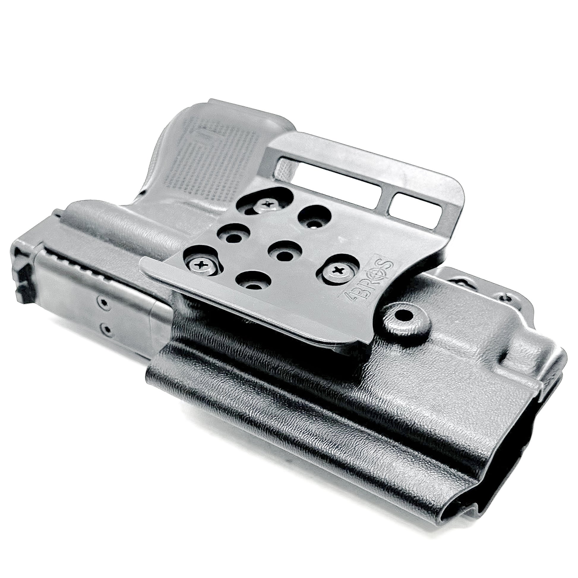 Black Glock 19 and Nightstick TCM-10 or TCM-15 OWB holster from Four Brothers