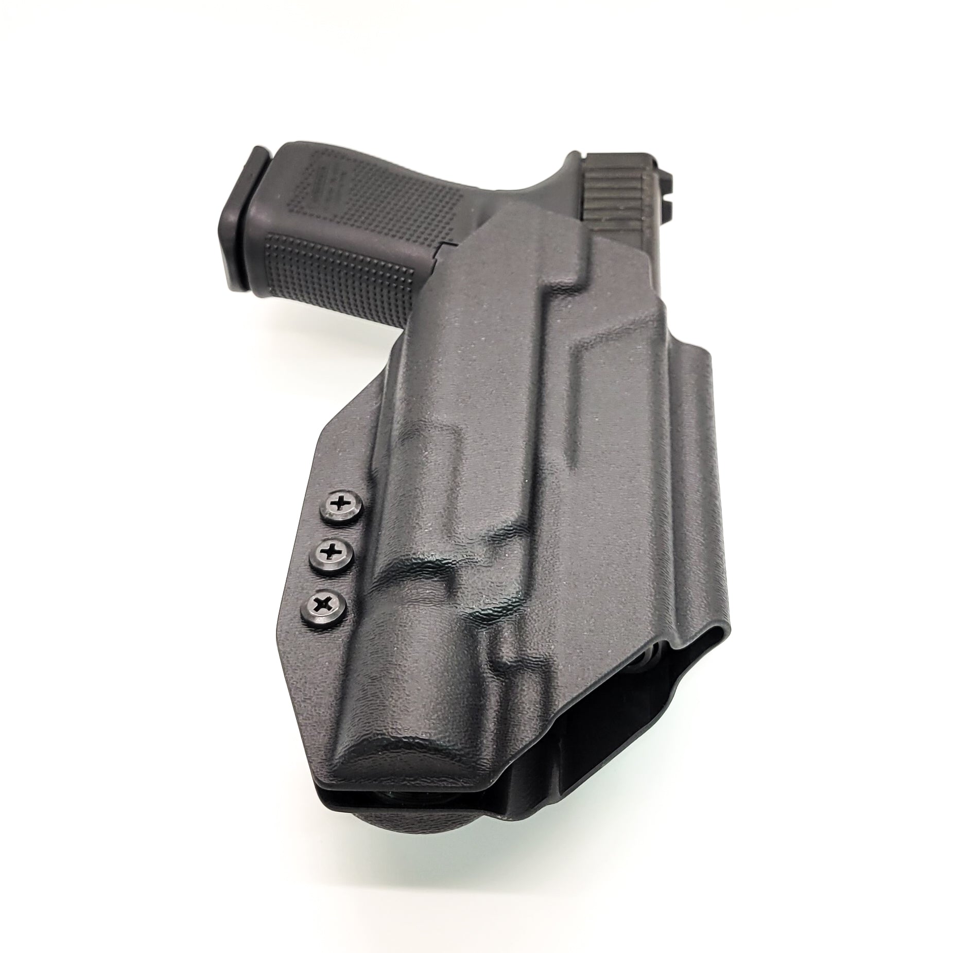 For the best Outside Waistband OWB for the Glock 19 Gen 5 with the Surefire X300U A or B X300U-A or X300U-B weapon-mounted light, shop Four Brothers Holsters.