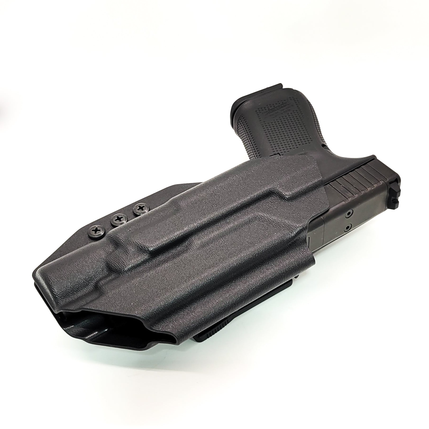 For the best Outside Waistband OWB for the Glock 19 Gen 5 with the Surefire X300U A or B X300U-A or X300U-B weapon-mounted light, shop Four Brothers Holsters.