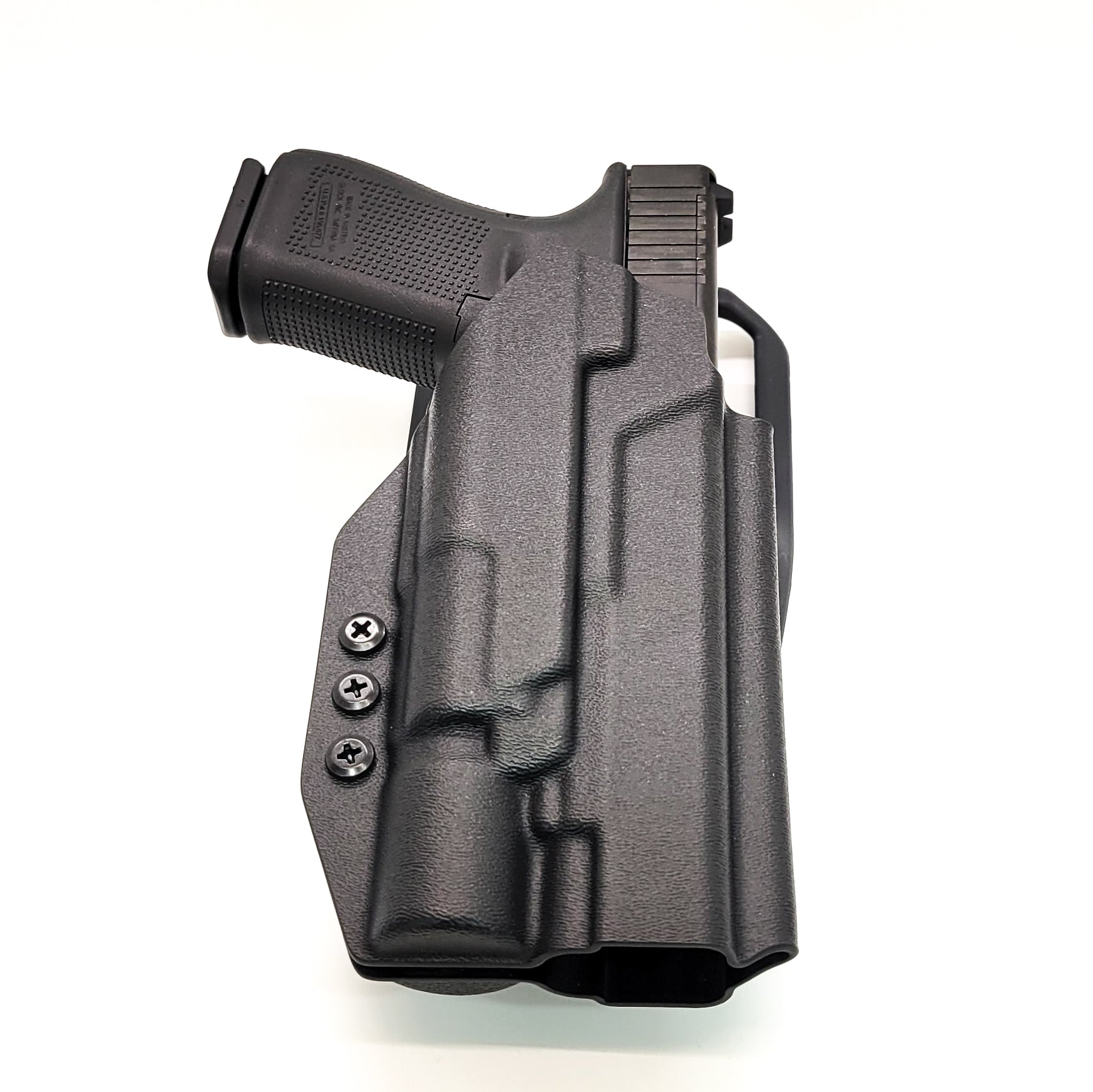 For the best, Outside Waistband OWB Glock 34, 17, or 19 Gen 5 pistol & Surefire X300U-A or B Duty & Competition Kydex Holster, shop Four Brothers Holsters.