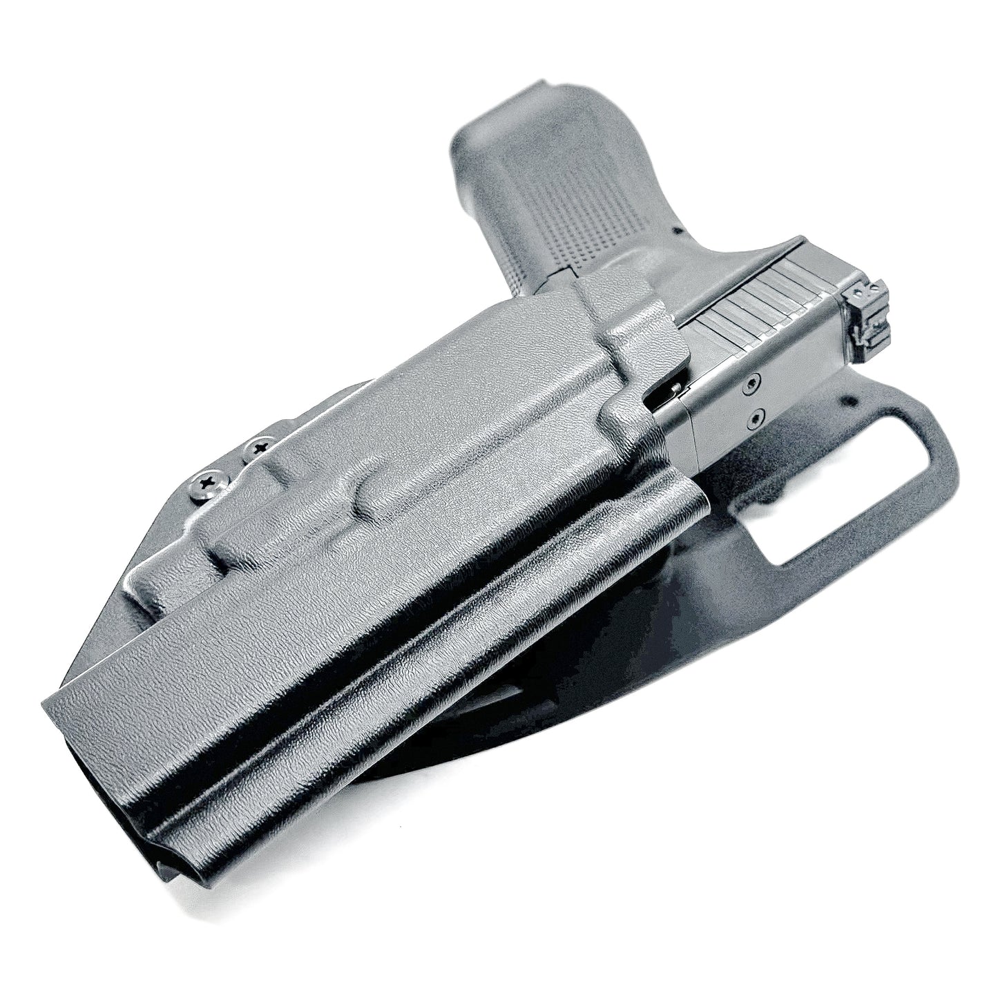 Glock 34 with TLR-7 X or TLR-7 HL-X Black Duty and Competition Holster with duty drop.