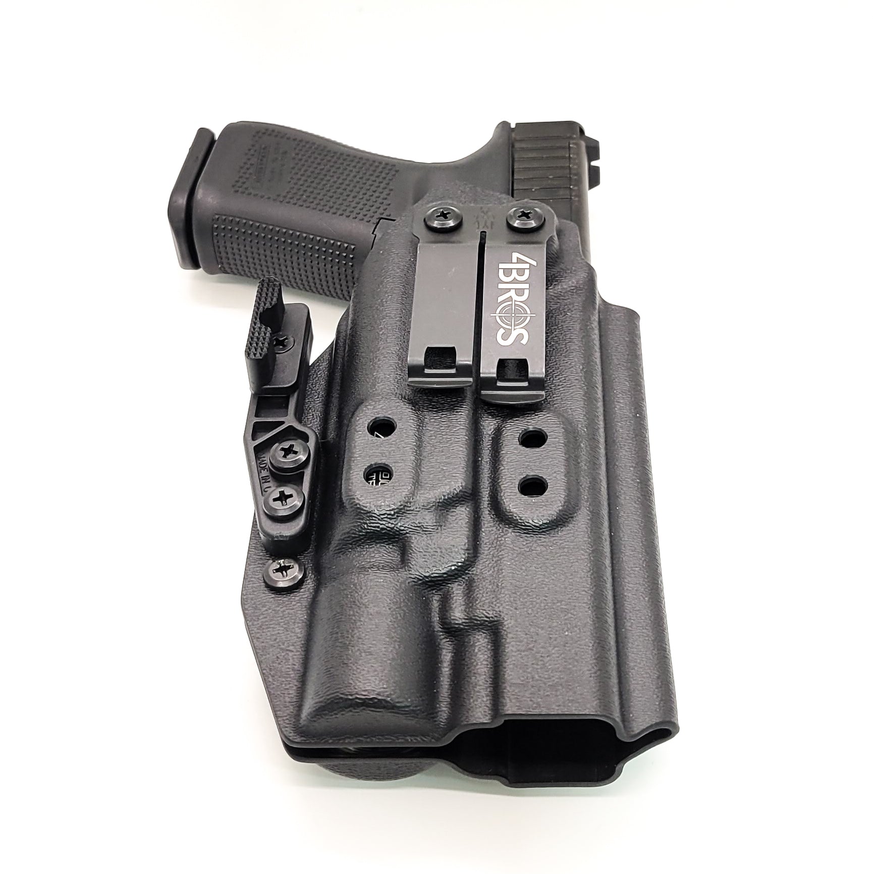 For the best IWB Kydex Inside Waistband Holster for the Glock 34, 17, and 19 Gen 5 with the Surefire X300U-A or X300U-B shop Four Brothers 4BROS Holsters.