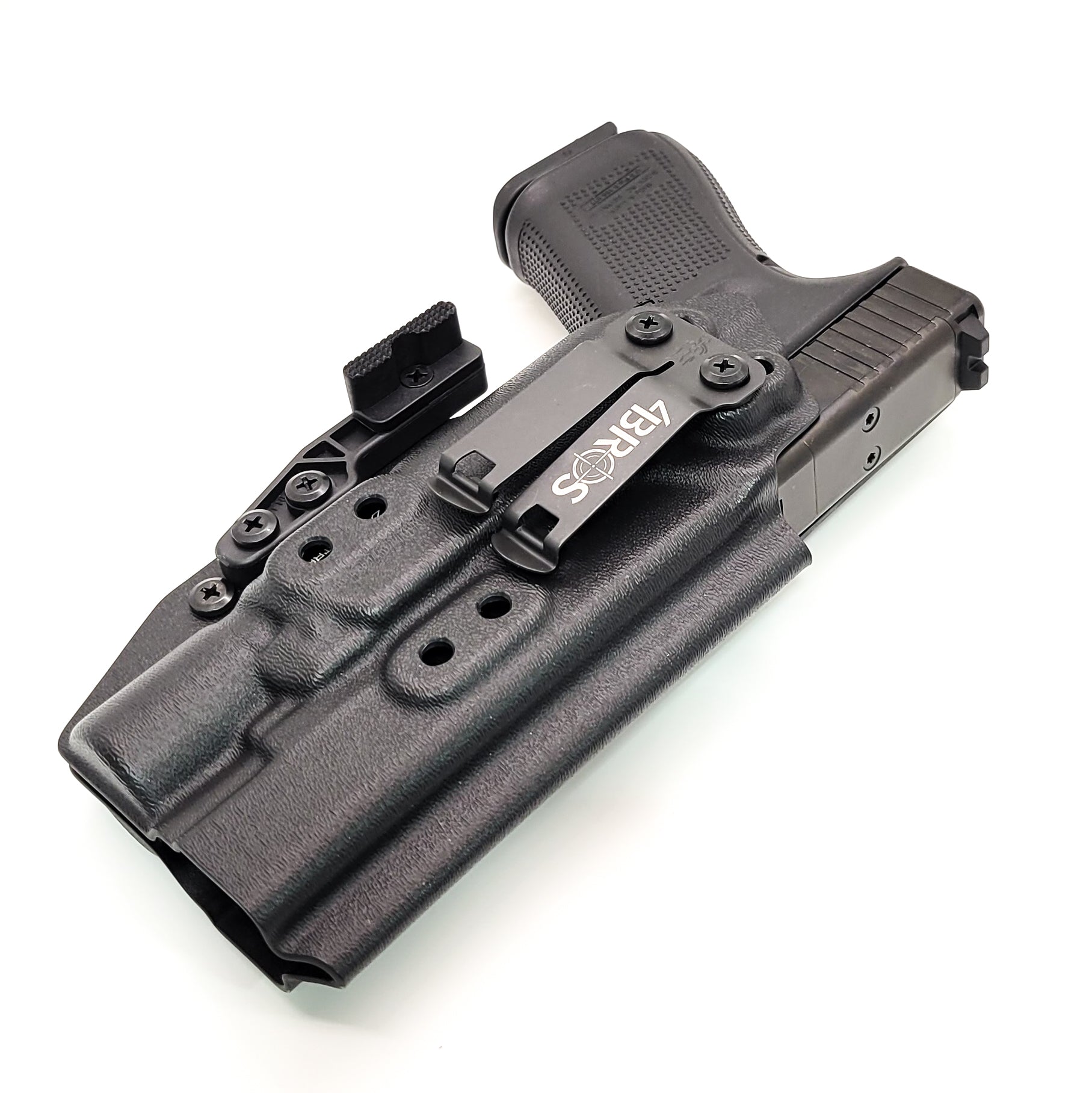For the best IWB Kydex Inside Waistband Holster for the Glock 34, 17, and 19 Gen 5 with the Surefire X300U-A or X300U-B shop Four Brothers 4BROS Holsters.