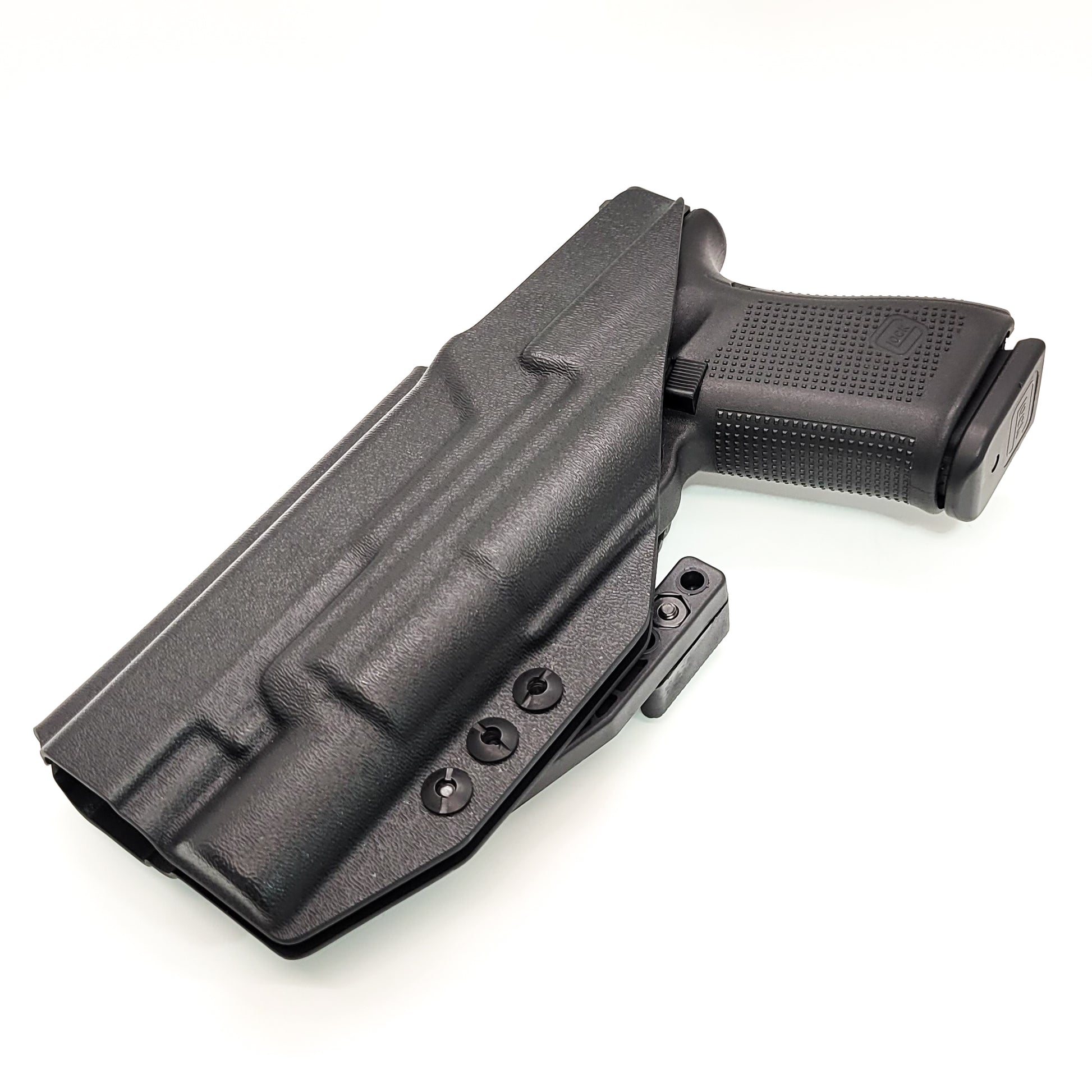 For the best IWB Kydex Inside Waistband Holster for the Glock 34, 17, and 19 Gen 5 with the Surefire X300U-A or X300U-B shop Four Brothers 4BROS Holsters.
