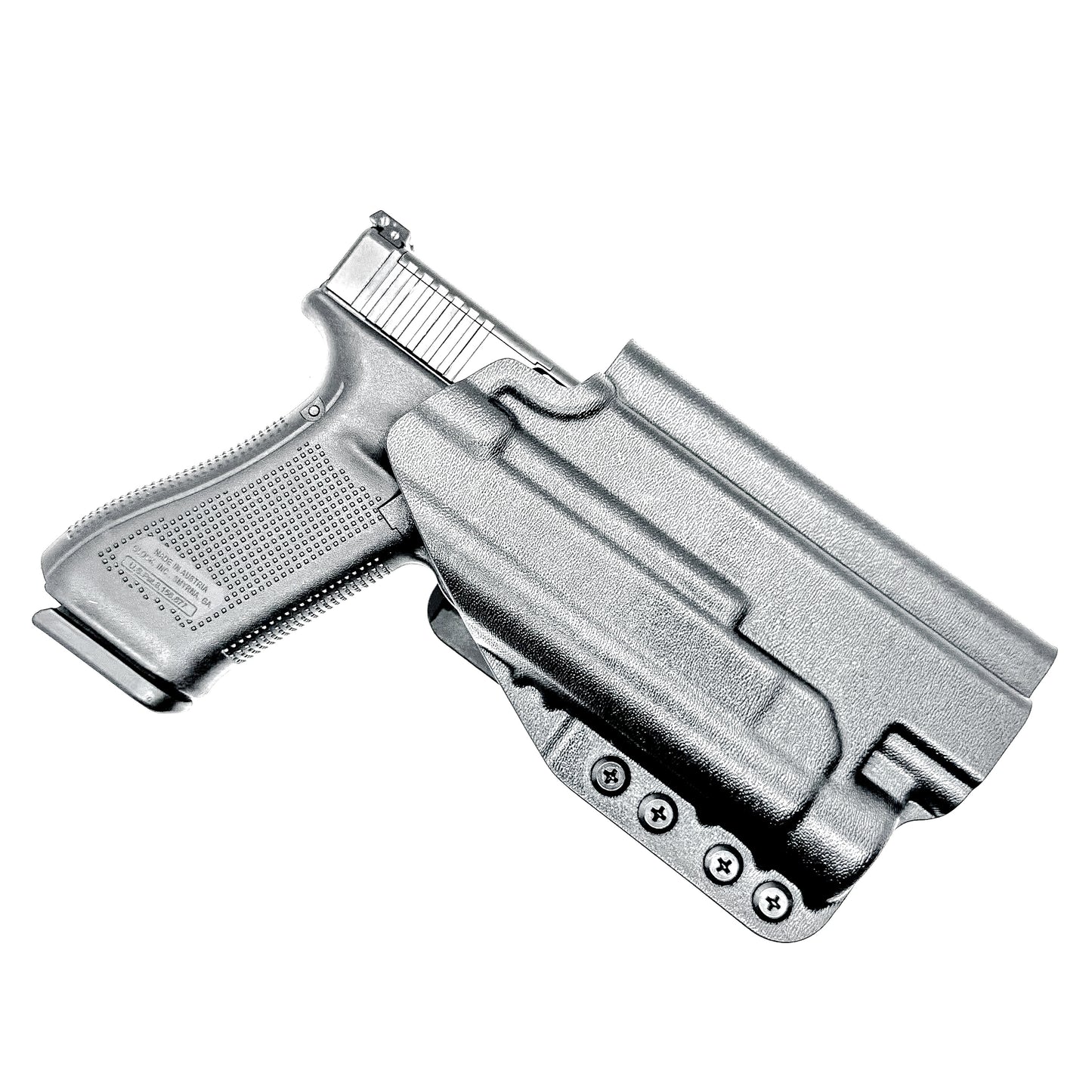 Outside Waistband (OWB) holster for the Glock 34 & Streamlight TLR-1 HL in black with 4Bros 1.5" Belt Slide.