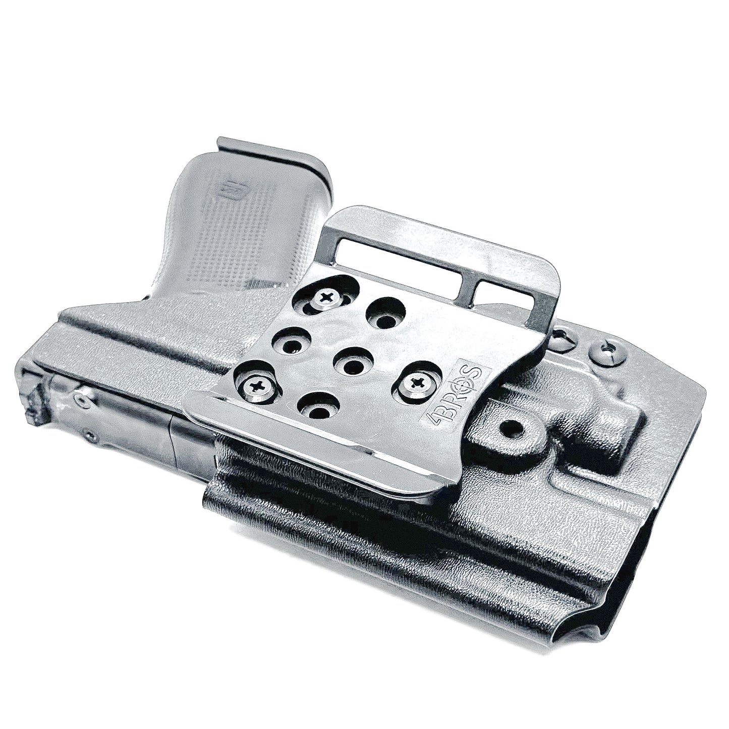 Black OWB Holster with a 4BROS 1.5" Belt Slide for the Glock 43X or 48 MOS with the TLR-8 Sub light.