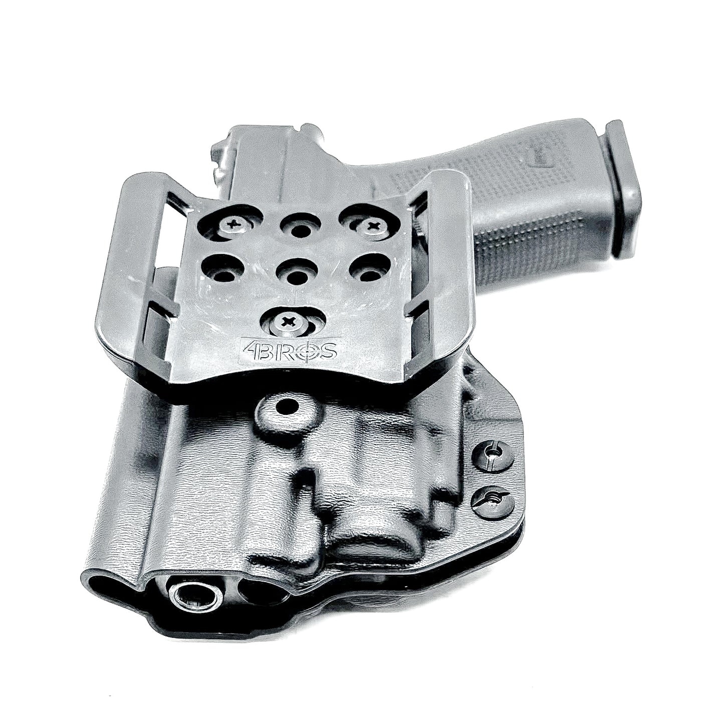 Black OWB Holster with a 4BROS 1.5" Belt Slide for the Glock 43X or 48 MOS with the TLR-8 Sub light.