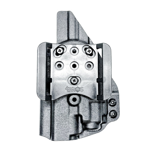 Outside Waistband OWB Kydex Holster for the Glock 43X MOS, 48 MOS, 43X Rail or 48 Rail pistol & Streamlight TLR-8 Sub, in black with 4Bros 1.5" Belt Slide.