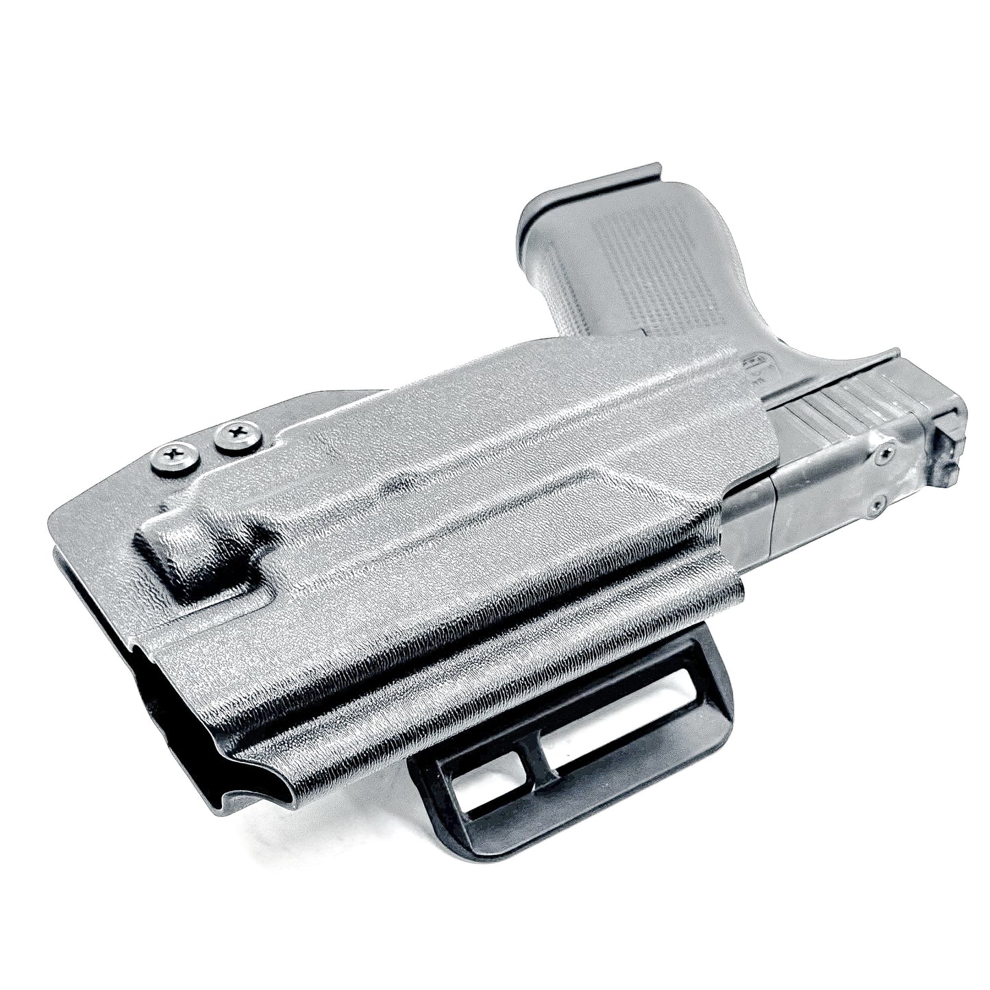 Black OWB Holster with a 4BROS 1.5" Belt Slide for the Glock 43X or 48 MOS with the TLR-8 Sub light.