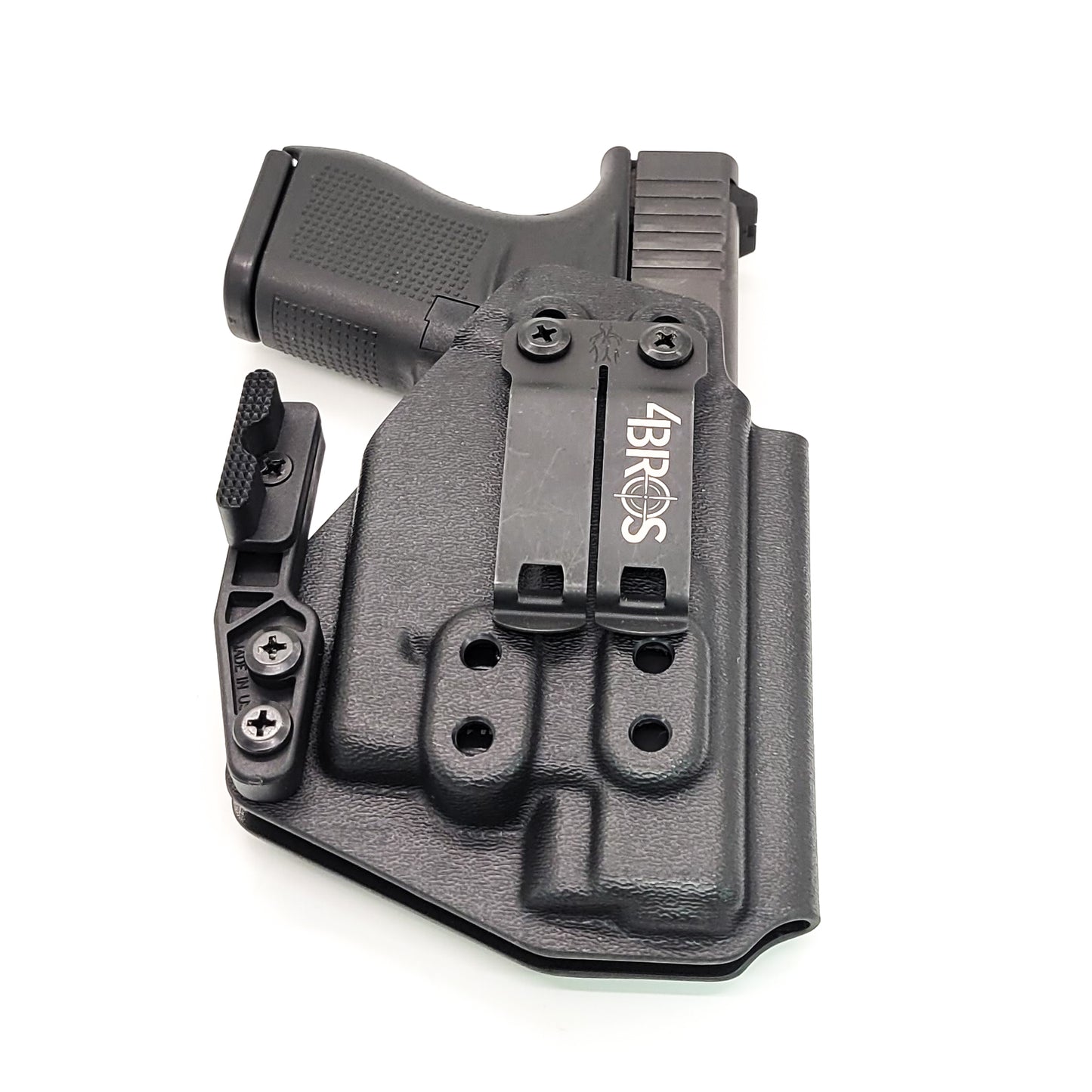 For the best IWB Kydex Inside Waistband Holster for the Glock 43, 43X, or 48 with the Nightstick TSM-11G Weapon-Mounted light, shop Four Brothers Holsters.