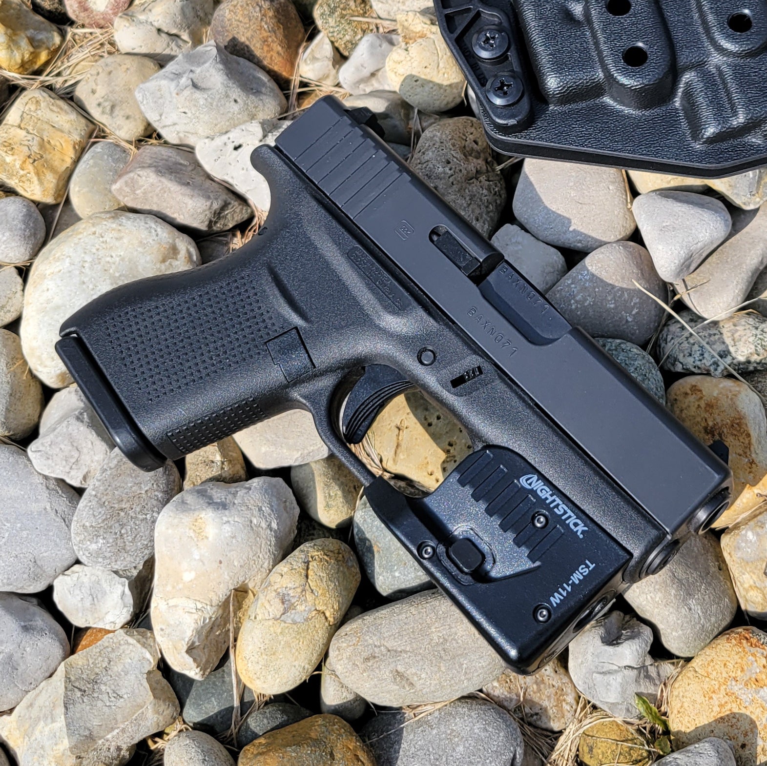 For the best, Inside Waistband IWB Kydex Holster for the Glock 43, 43X, or 48 with the Nightstick TSM-11W Weapon-Mounted light, shop Four Brothers Holsters.