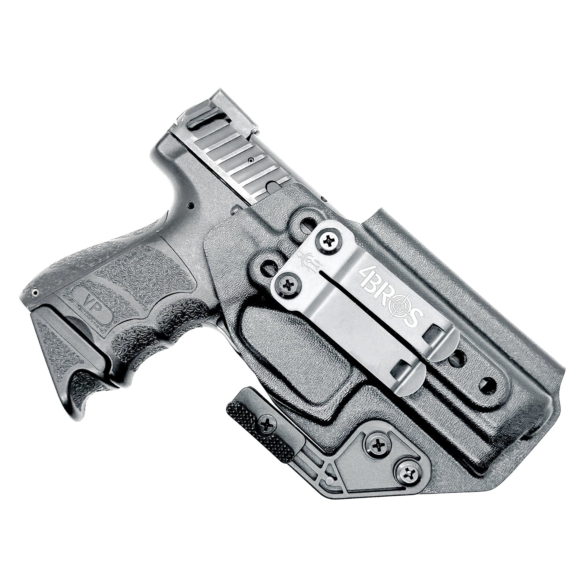 Black IWB AIWB Kydex Inside Waistband Holster for the Heckler & Koch H&K VP9 and VP9SK from Four Brothers 4BROS Holsters. Proudly made in the USA.