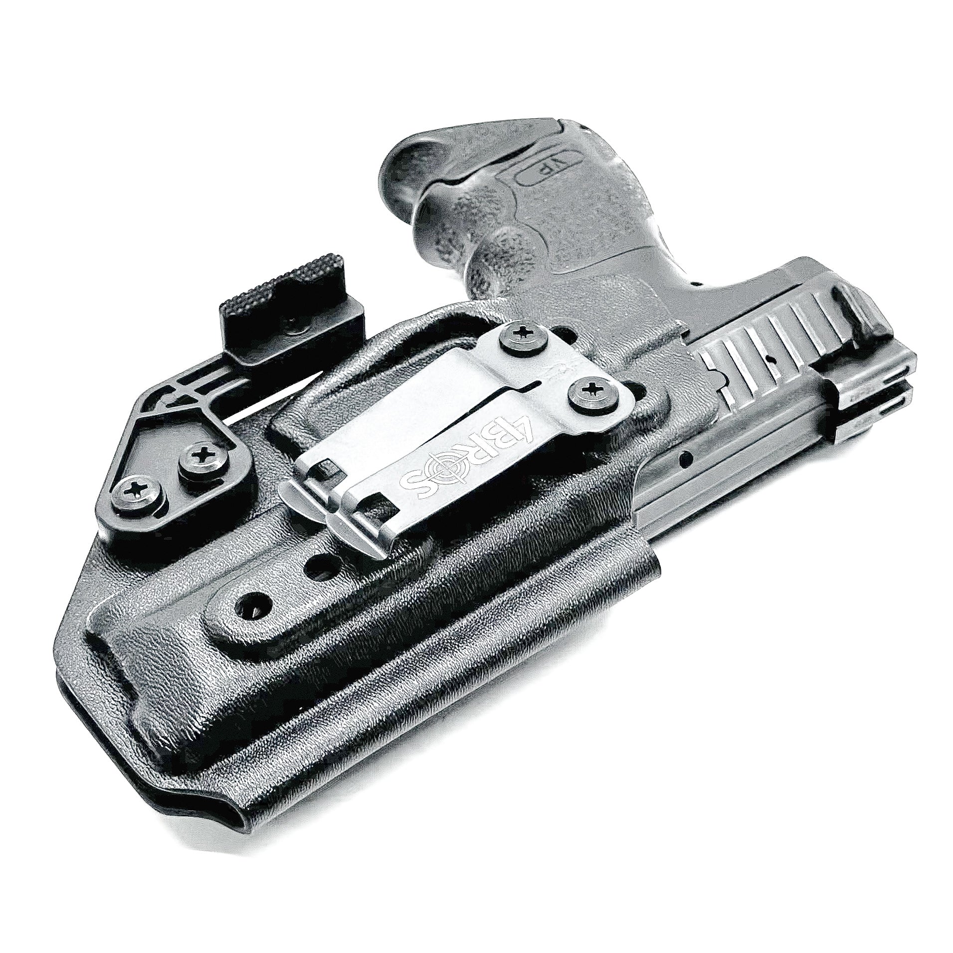 Black IWB AIWB Kydex Inside Waistband Holster for the Heckler & Koch H&K VP9 and VP9SK from Four Brothers 4BROS Holsters. Proudly made in the USA.