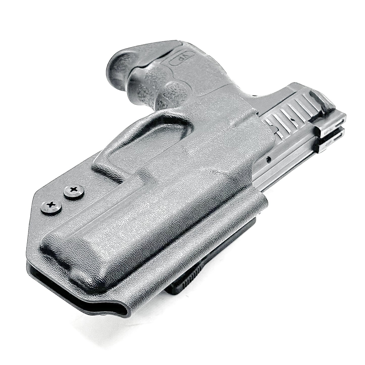 Black Outside Waistband OWB Holster for the Heckler & Koch H&K HK VP9 from Four Brothers 4BROS Holsters. Made in the USA. Cleared for red dot sights.