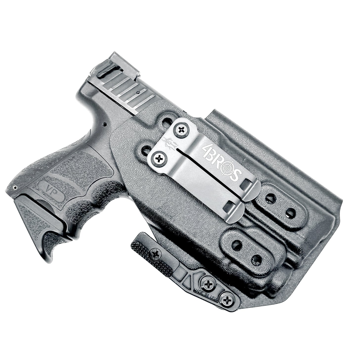 Black IWB Kydex Inside Waistband Holster for the the H&K Heckler & Koch VP9 or VP9SK with Streamlight TLR-8 A G from Four Brothers 4BROS Holsters.