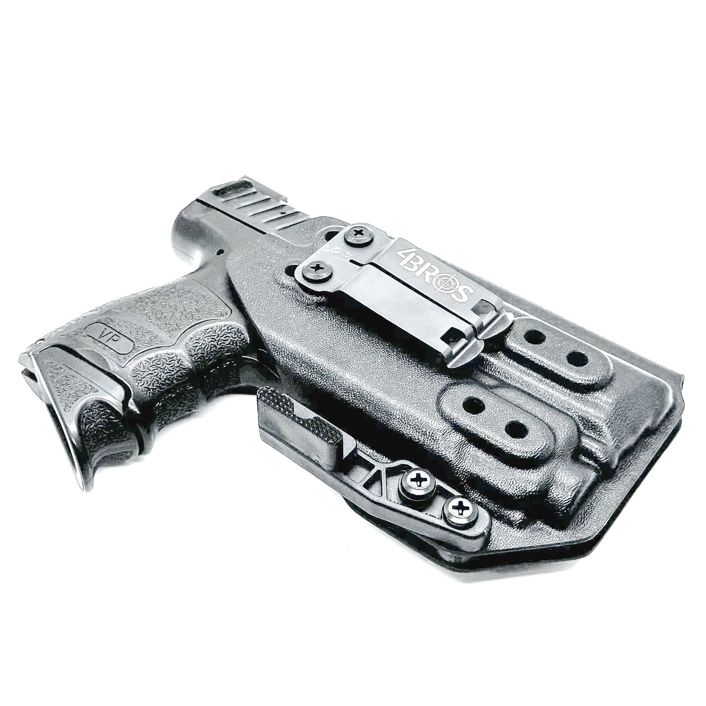 Black IWB Kydex Inside Waistband Holster for the the H&K Heckler & Koch VP9 or VP9SK with Streamlight TLR-8 A G from Four Brothers 4BROS Holsters.