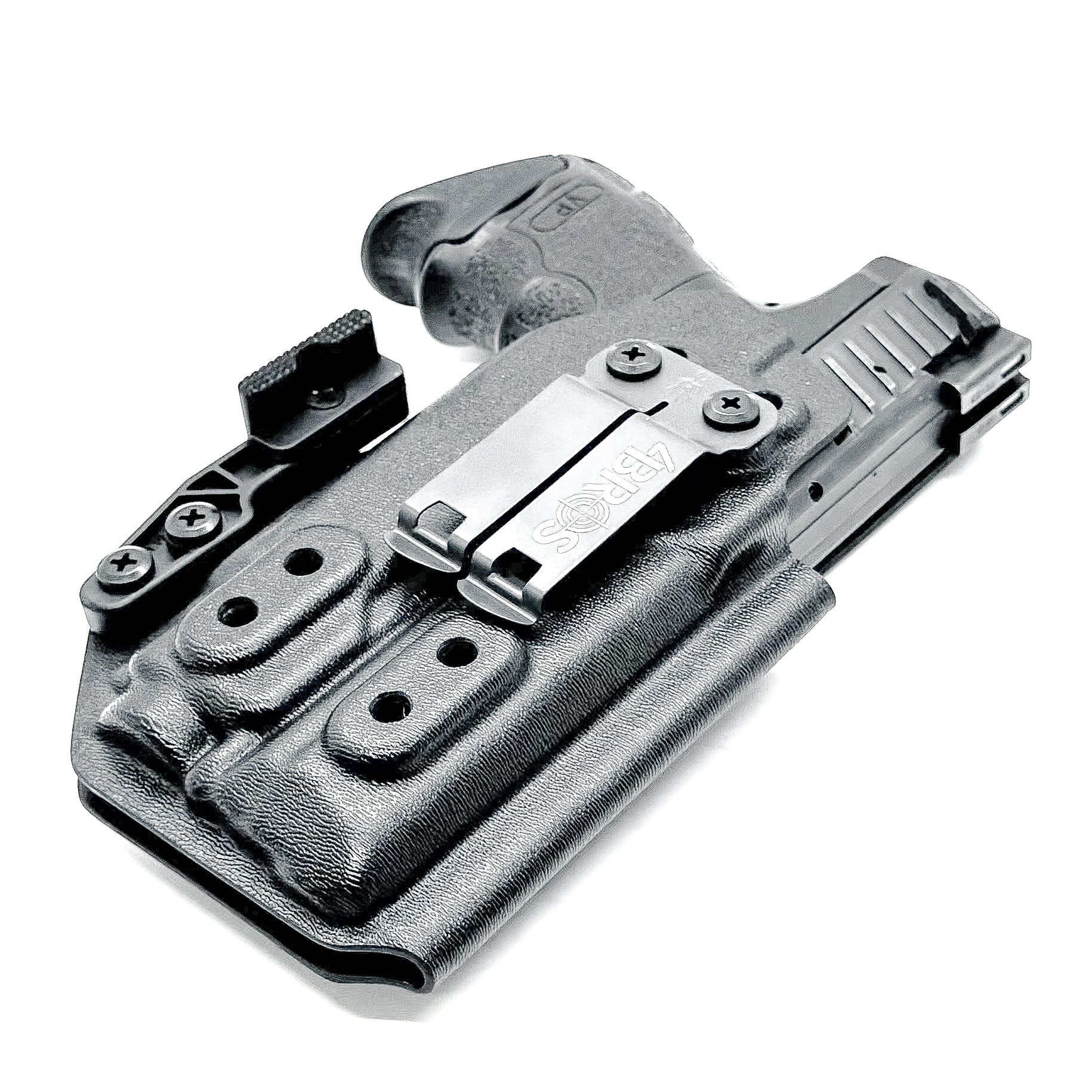 Black IWB Kydex Inside Waistband Holster for the the H&K Heckler & Koch VP9 or VP9SK with Streamlight TLR-8 A G from Four Brothers 4BROS Holsters.