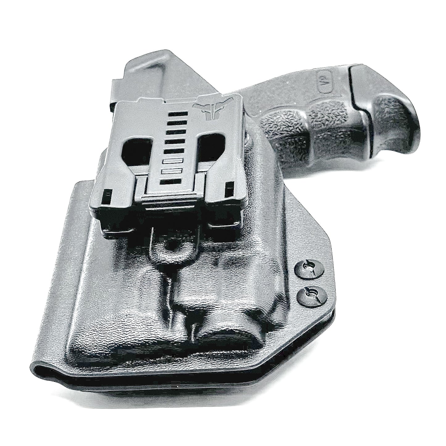 Black Outside Waistband OWB Holster for the H&K Heckler & Koch VP9 or VP9SK with Streamlight TLR-8 A G from Four Brothers 4BROS Holsters, USA made.