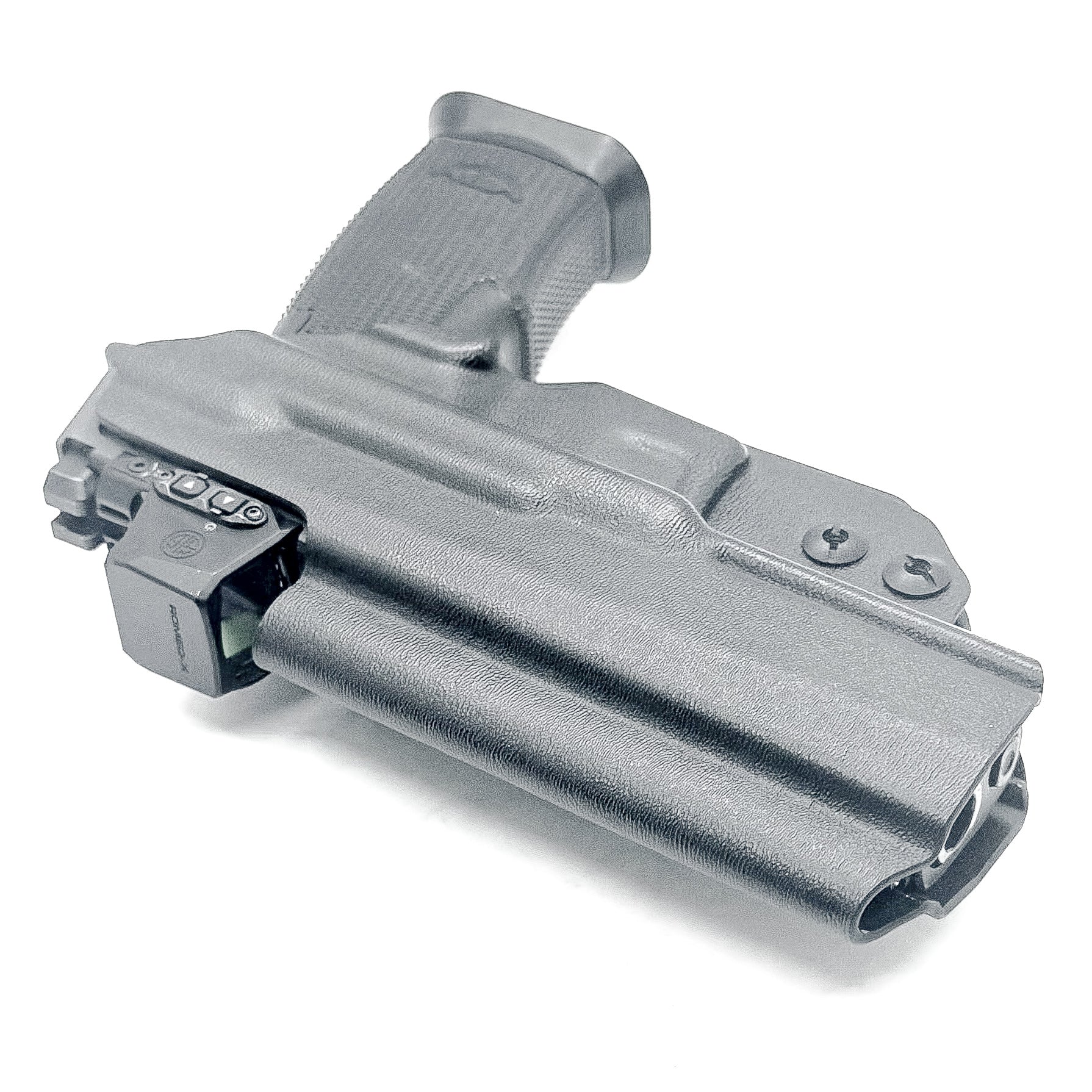 Black  Inside waistband holster built for the Icarus Precision AIR Polymer XMACRO Grip Module. Red dot ready, Enigma compatible, and precision fit for Sig P365 slides