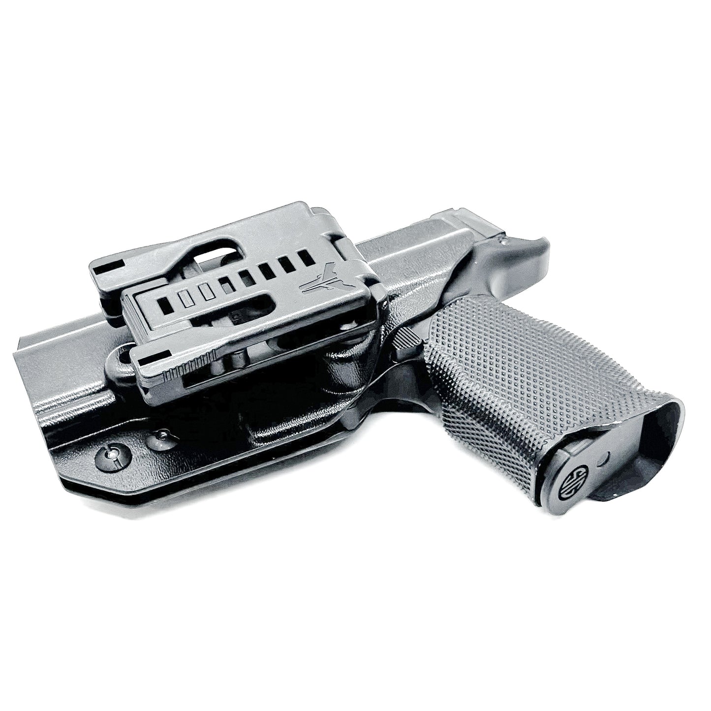 Black Sig Sauer P365-XMACRO, P365XL or P365 slide and Icarus Precision A.C.E. 365 X MACRO or 365 XL EVO Grip Module OWB Holster from Four Brothers.