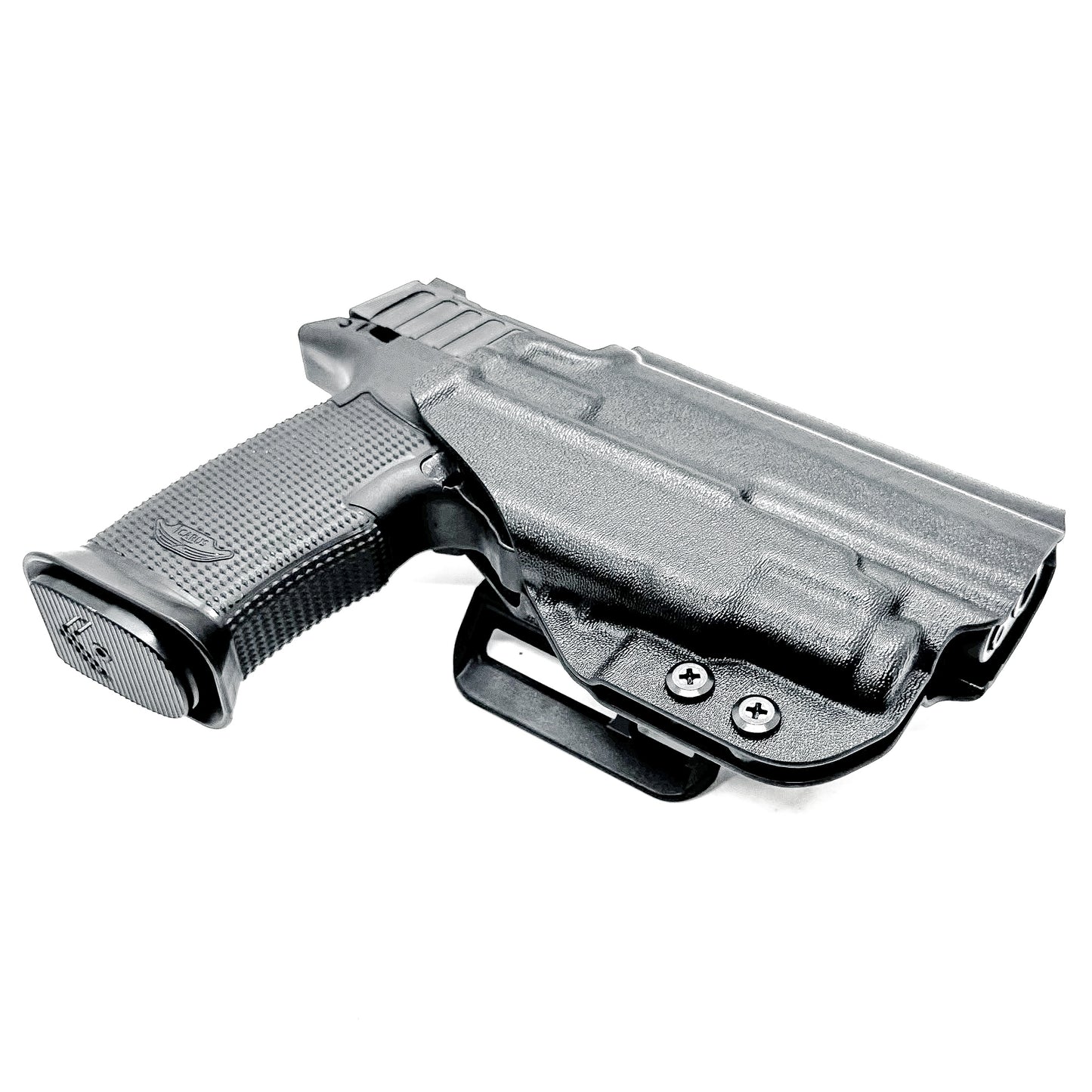 Outside the waistband holster fits Icarus Precision AIR Polymer P365-FUSE & Streamlight TLR-7 Sub in black with 4BROS 1.5" belt slide.