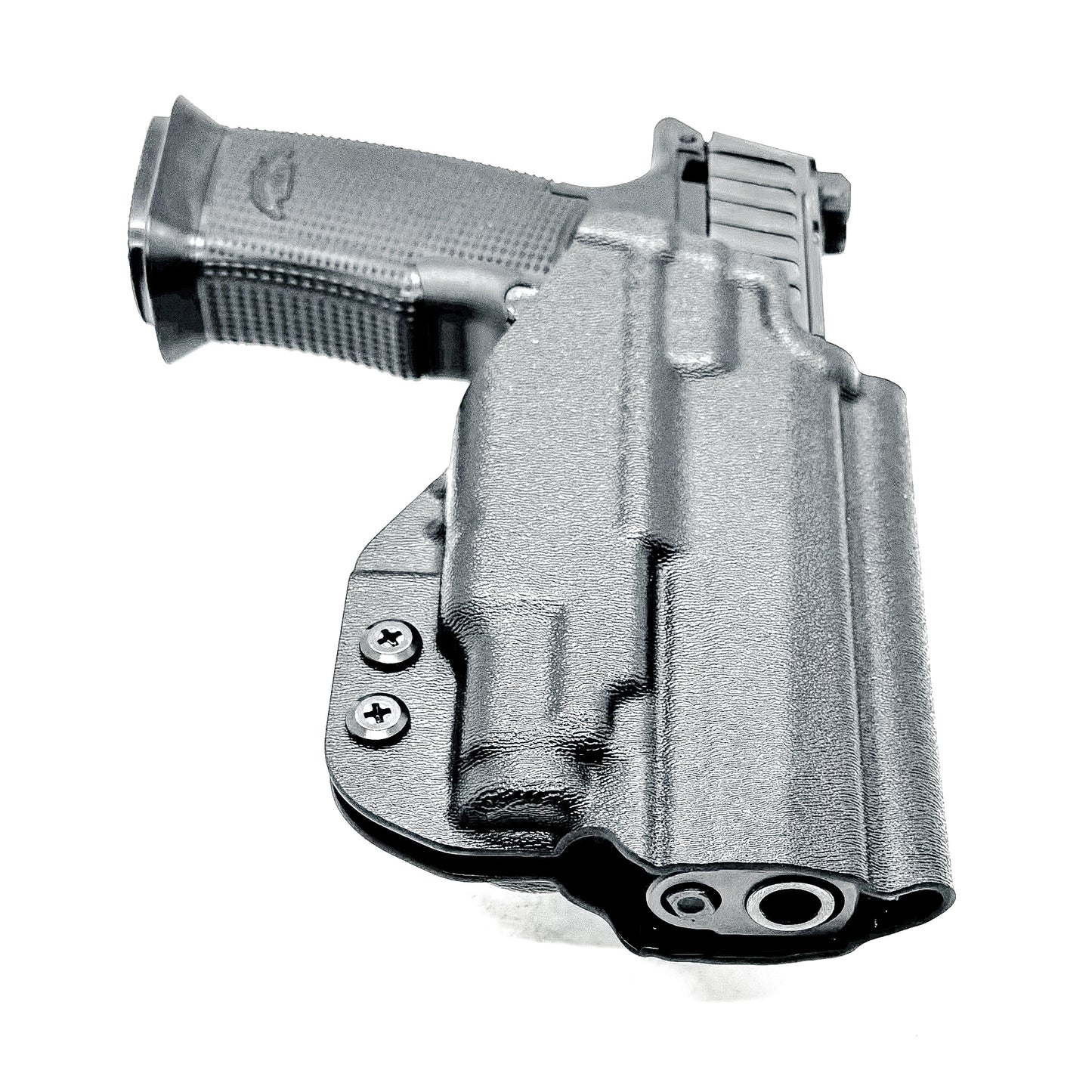 Outside the waistband holster fits Icarus Precision AIR Polymer P365-FUSE & Streamlight TLR-7 Sub in black with 4BROS 1.5" belt slide.